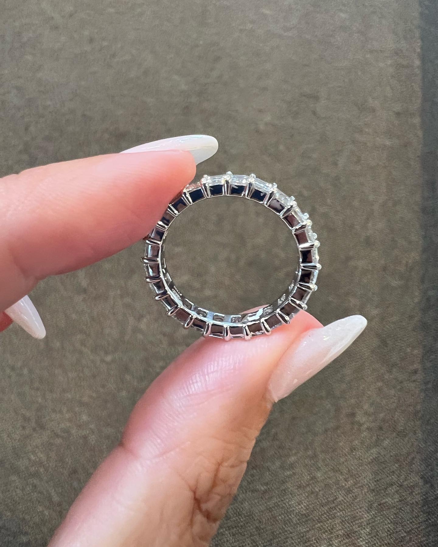 Platinum 24 Stone Genuine 3.50 Carat Emerald Cut Diamond Eternity Band - Image 18