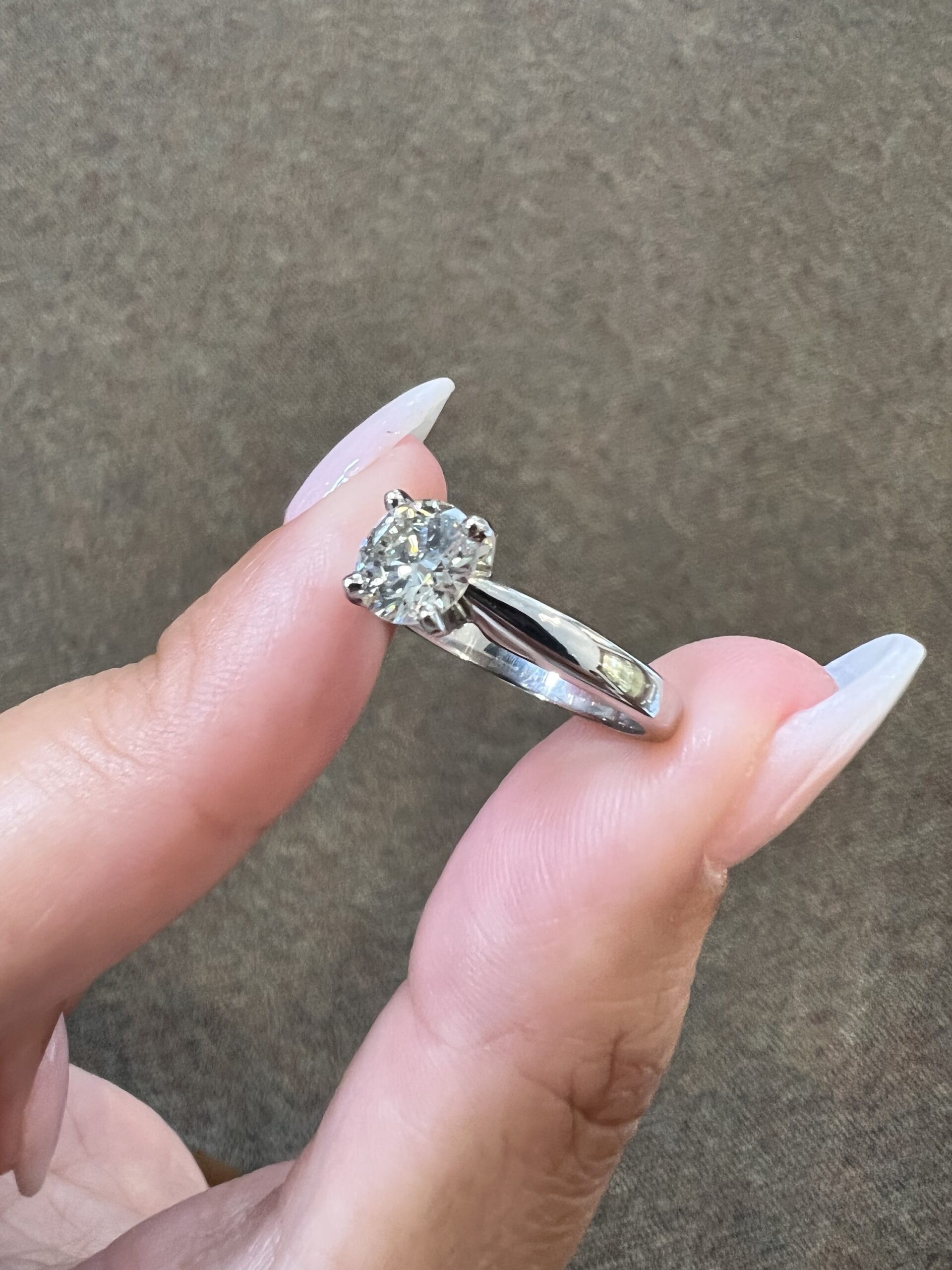 Platinum Genuine .89 Carat Round Brilliant Cut Diamond Solitaire - Image 3