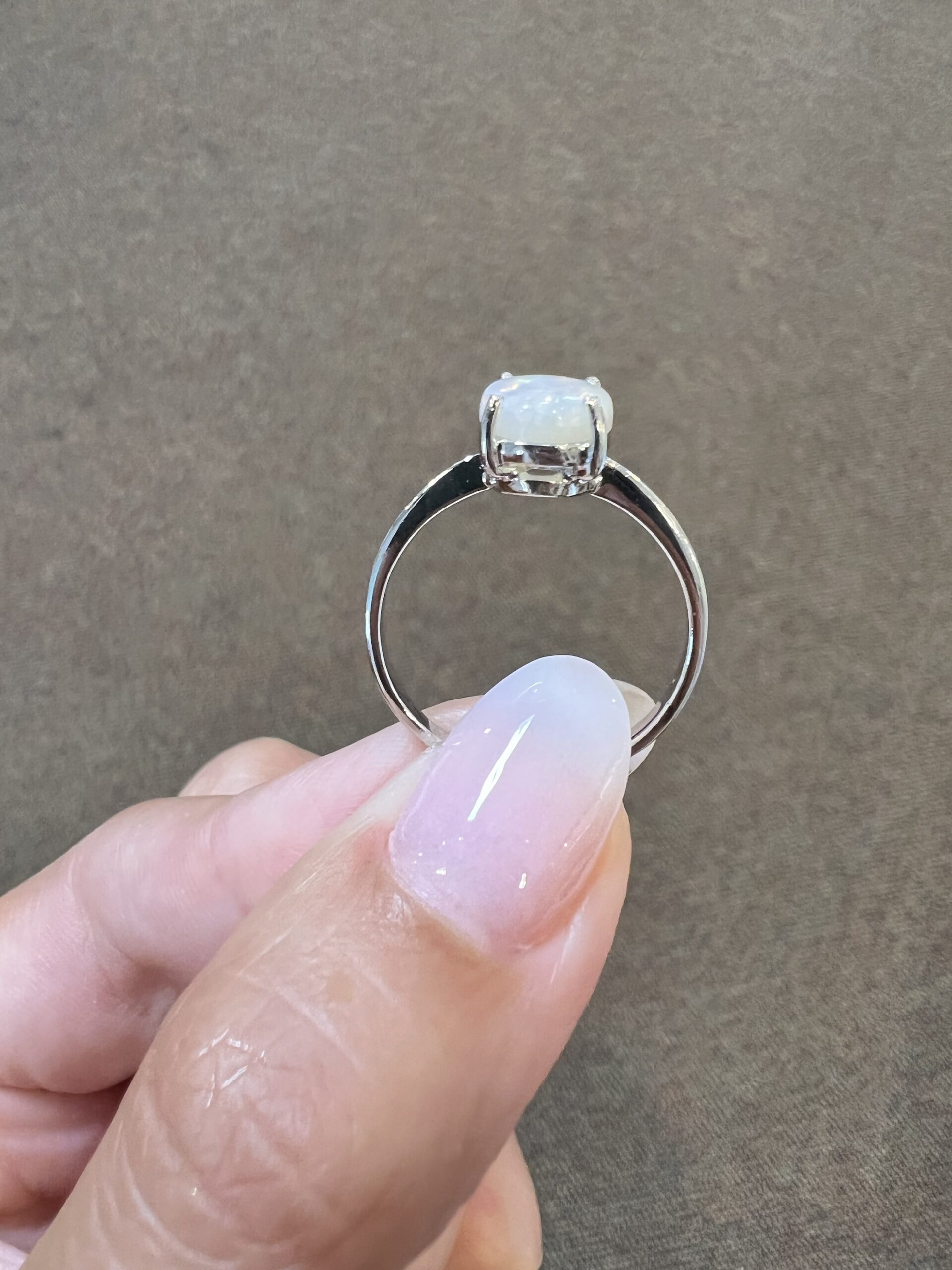18k White Gold Genuine Opal Ring - Image 12