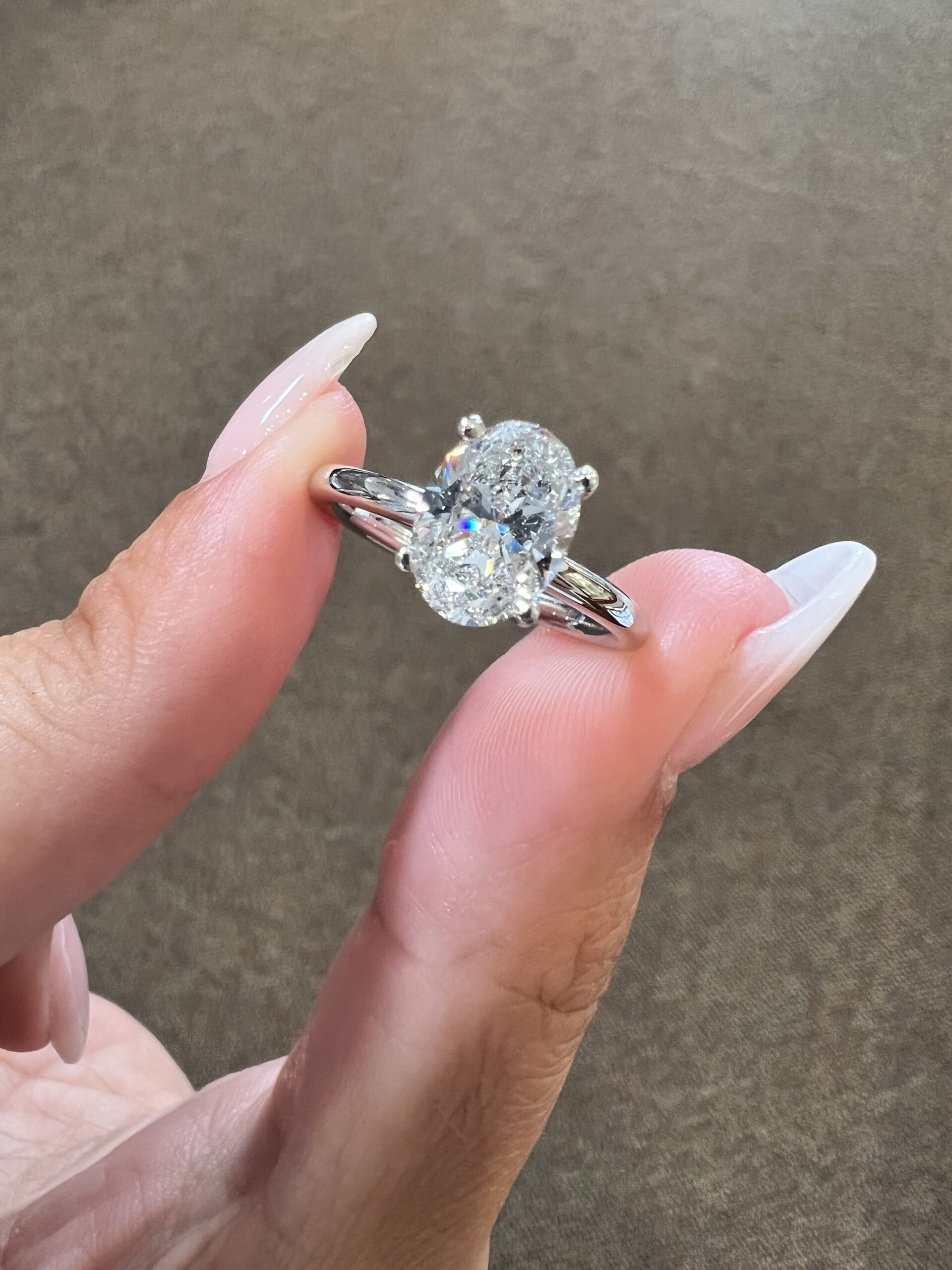 Platinum Genuine Natural GIA Certified 1.70 Carat Oval Brilliant Cut Diamond Solitaire - Image 2