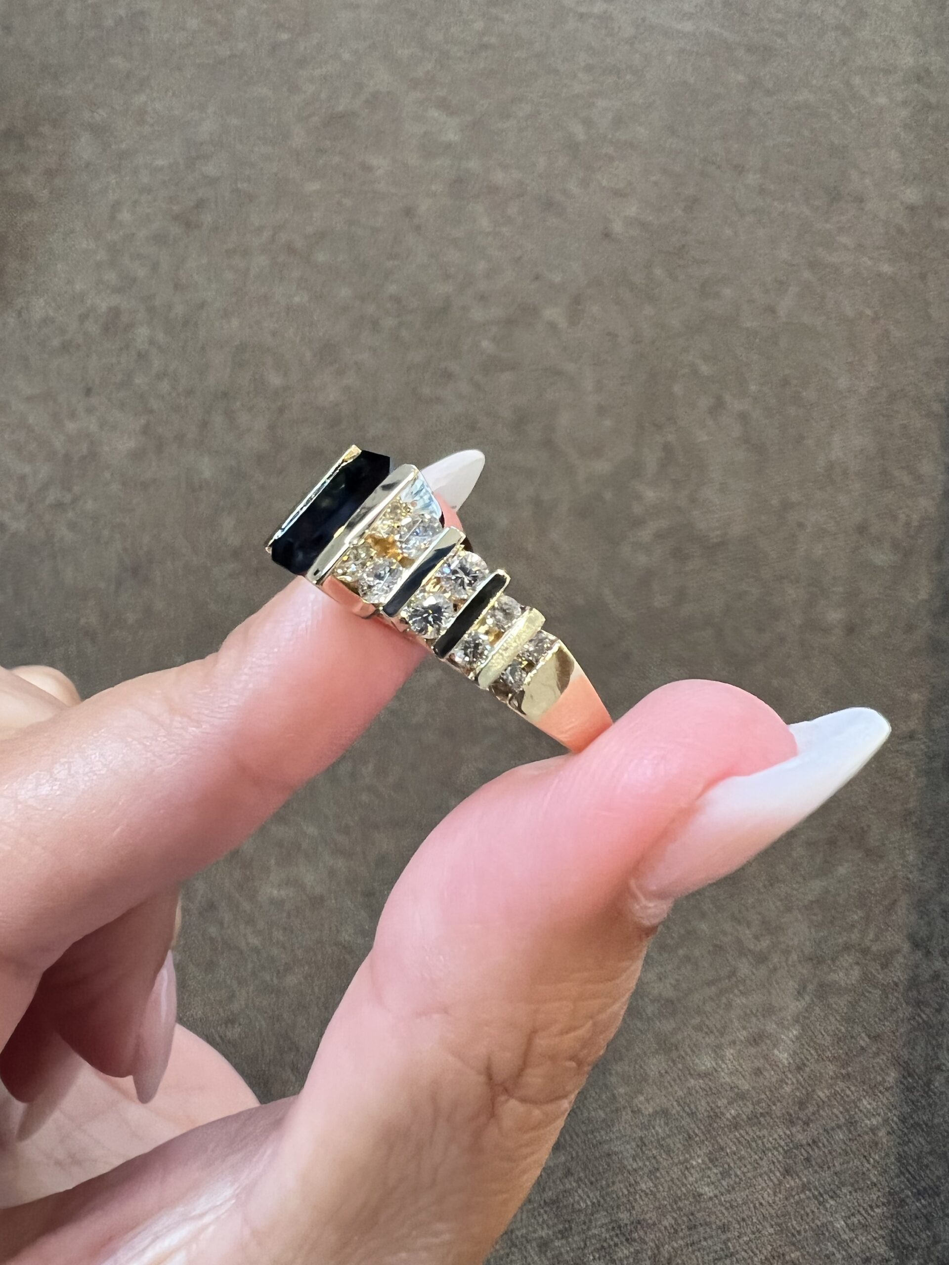 14k Yellow Gold 1 3/4 Carat Genuine Green Blue Sapphire & Diamond Ring - Image 19