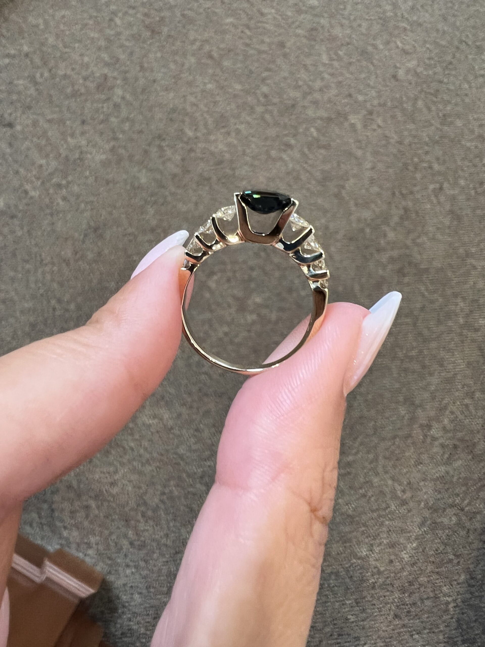 14k Yellow Gold 1 3/4 Carat Genuine Green Blue Sapphire & Diamond Ring - Image 22