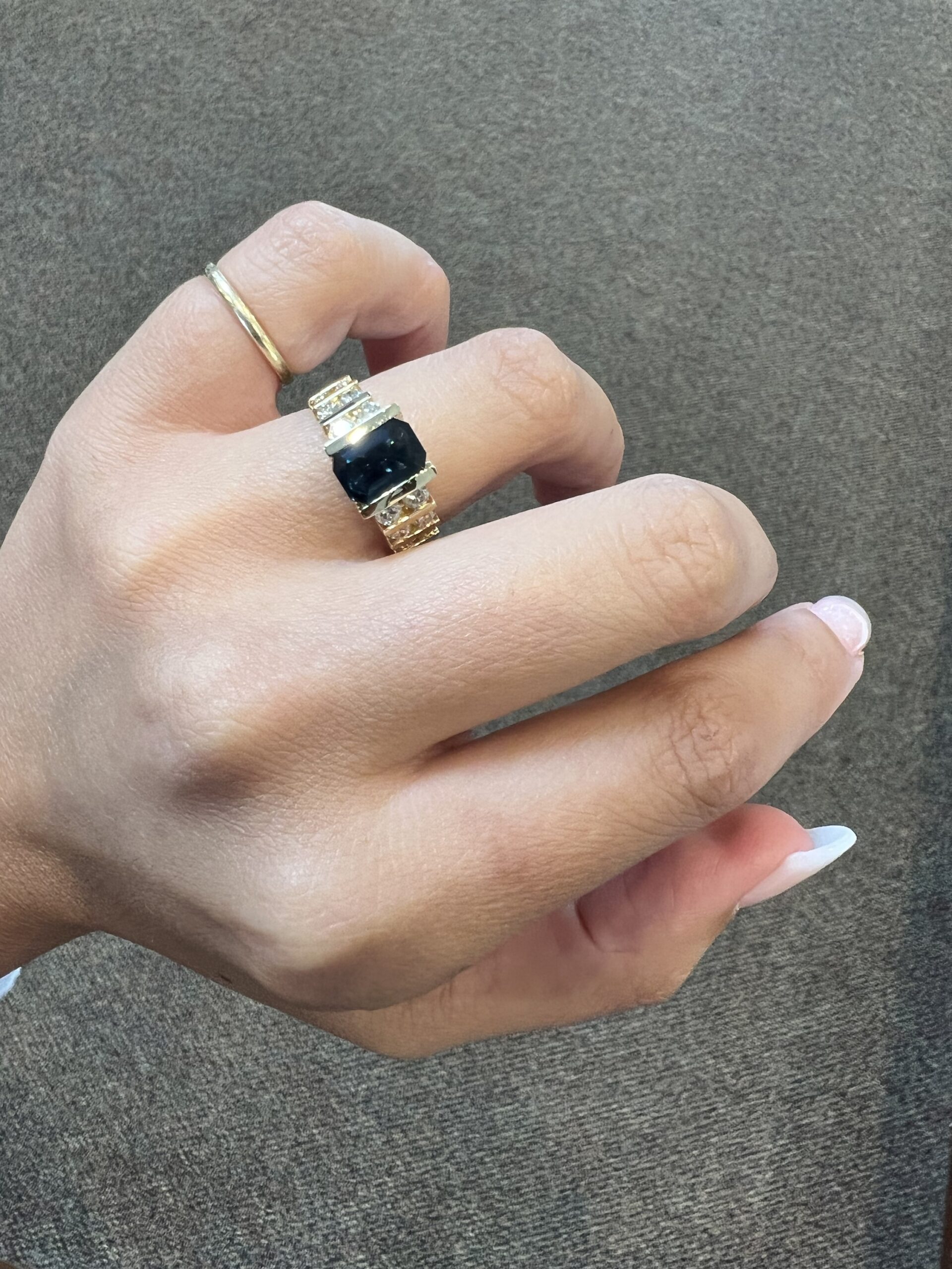 14k Yellow Gold 1 3/4 Carat Genuine Green Blue Sapphire & Diamond Ring - Image 18