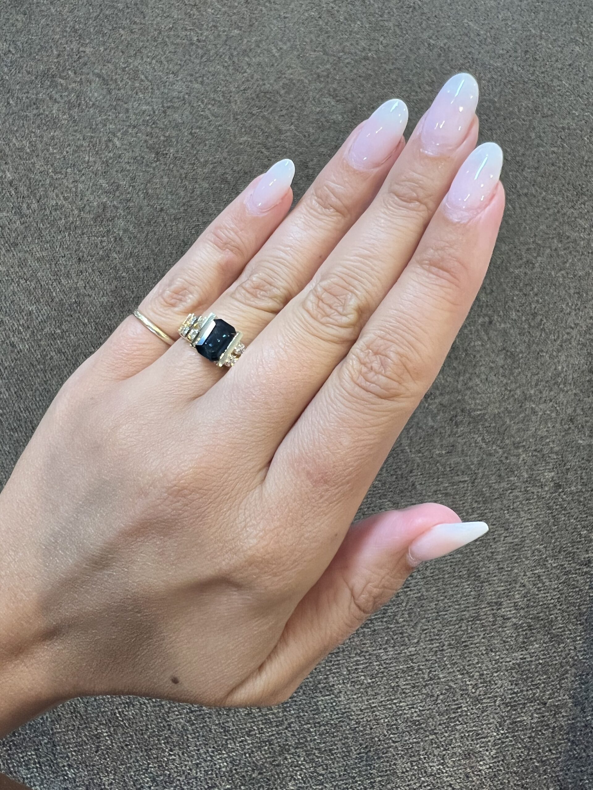 14k Yellow Gold 1 3/4 Carat Genuine Green Blue Sapphire & Diamond Ring - Image 17