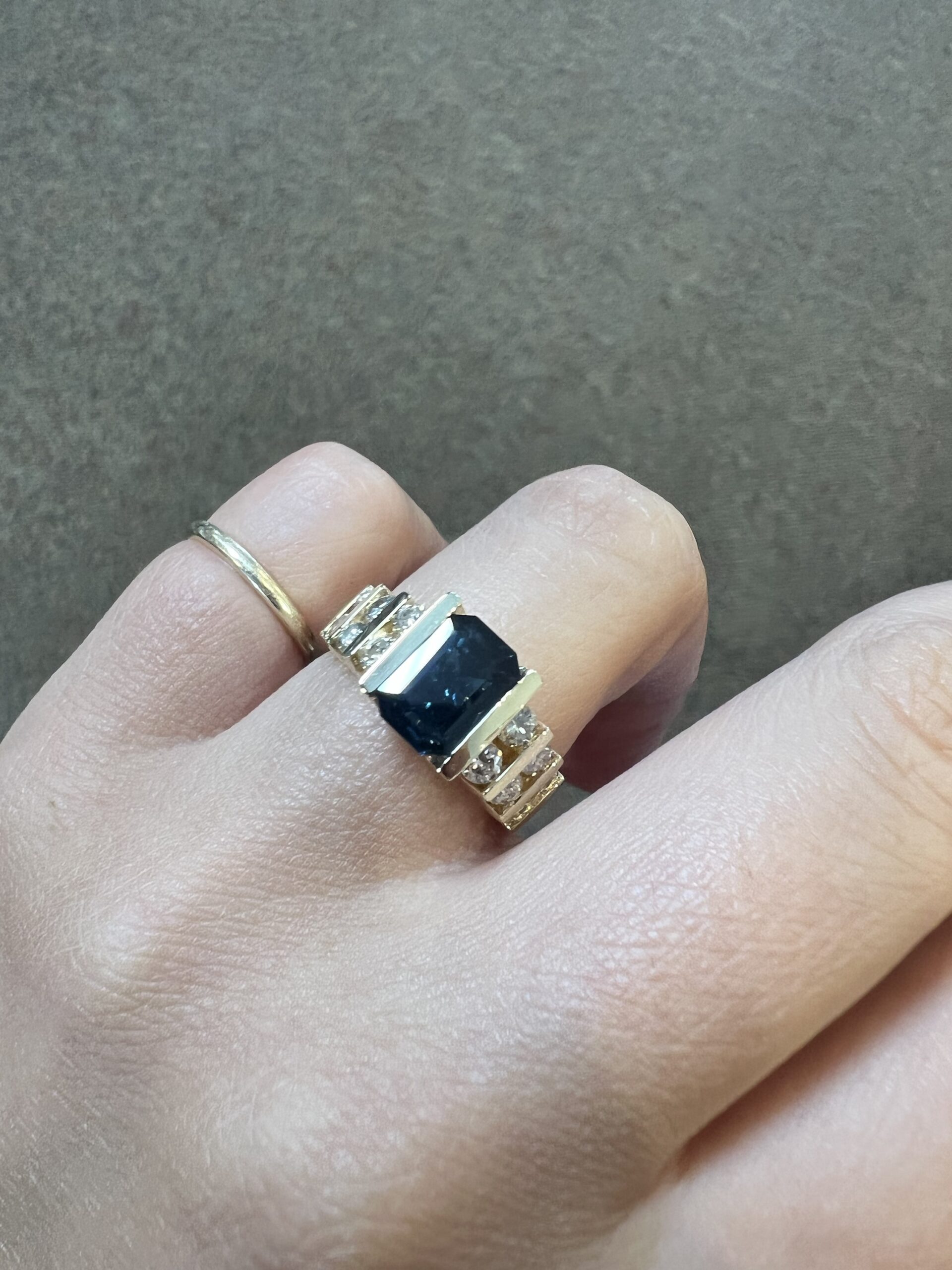 14k Yellow Gold 1 3/4 Carat Genuine Green Blue Sapphire & Diamond Ring - Image 14