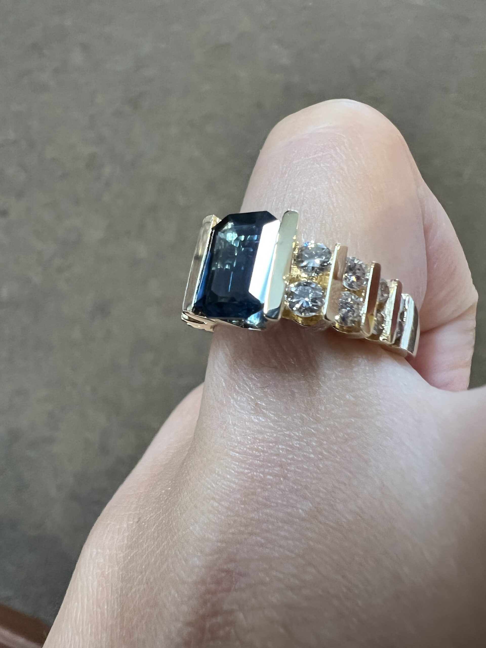 14k Yellow Gold 1 3/4 Carat Genuine Green Blue Sapphire & Diamond Ring - Image 12