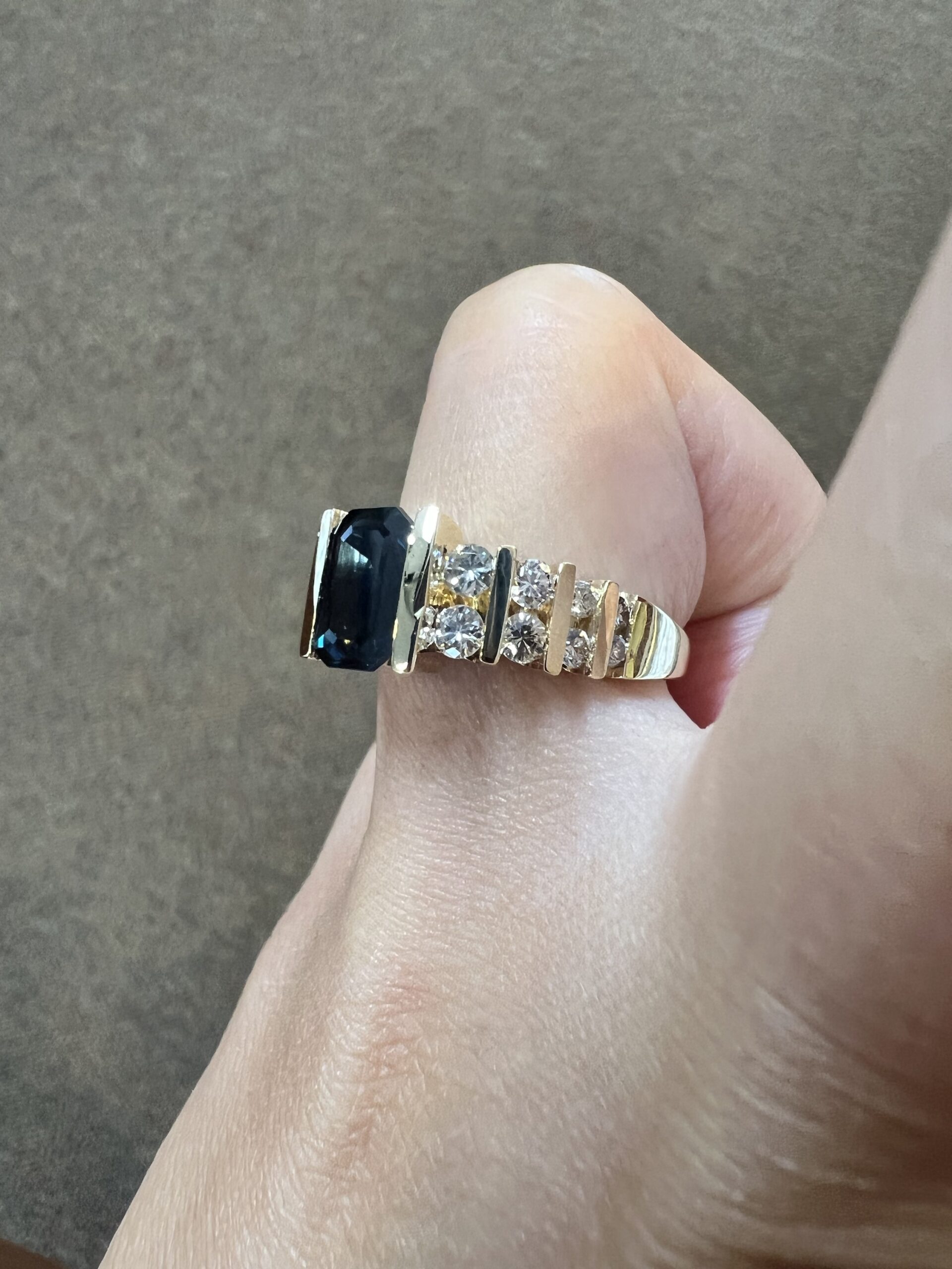 14k Yellow Gold 1 3/4 Carat Genuine Green Blue Sapphire & Diamond Ring - Image 11