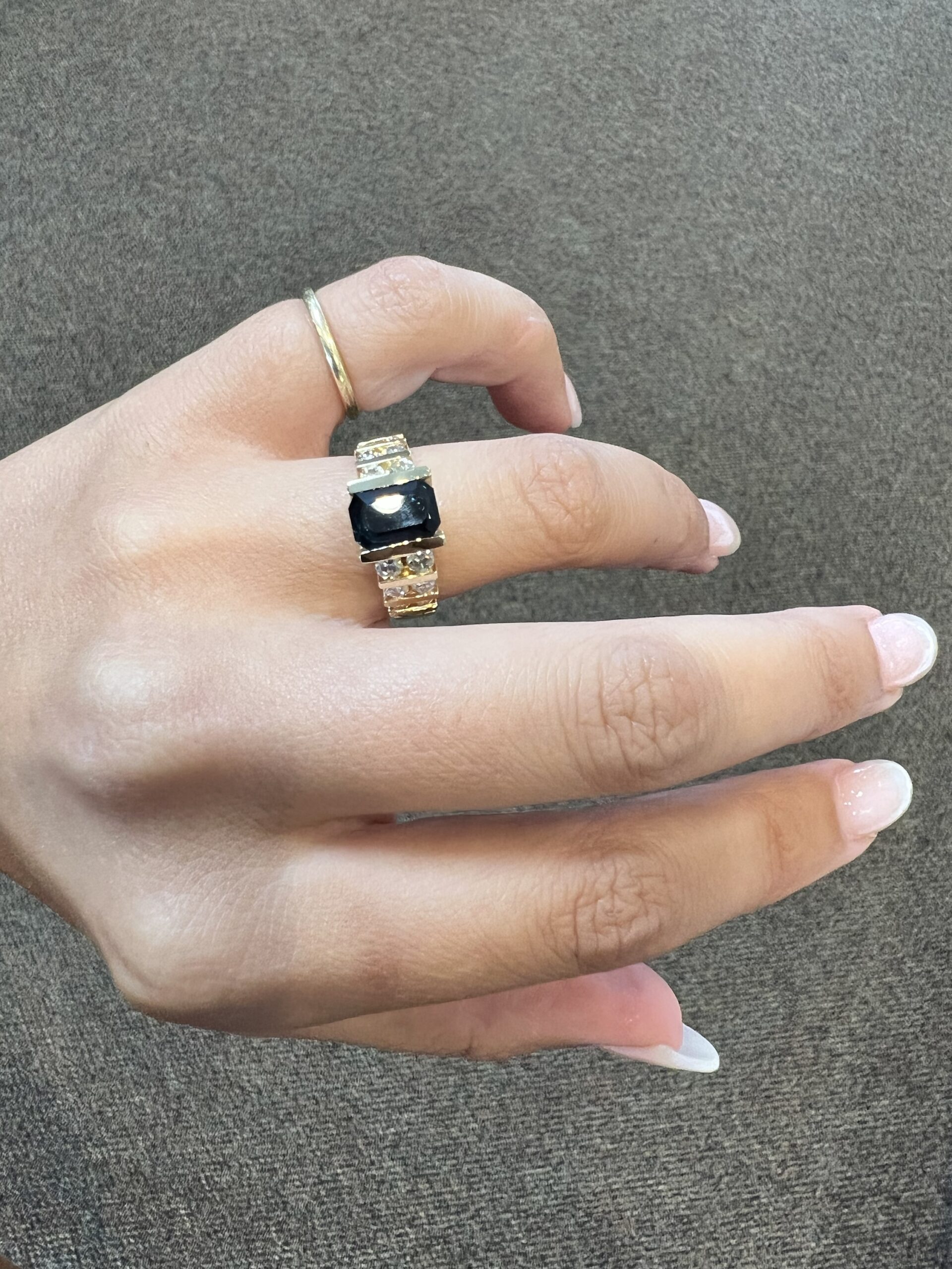 14k Yellow Gold 1 3/4 Carat Genuine Green Blue Sapphire & Diamond Ring - Image 8