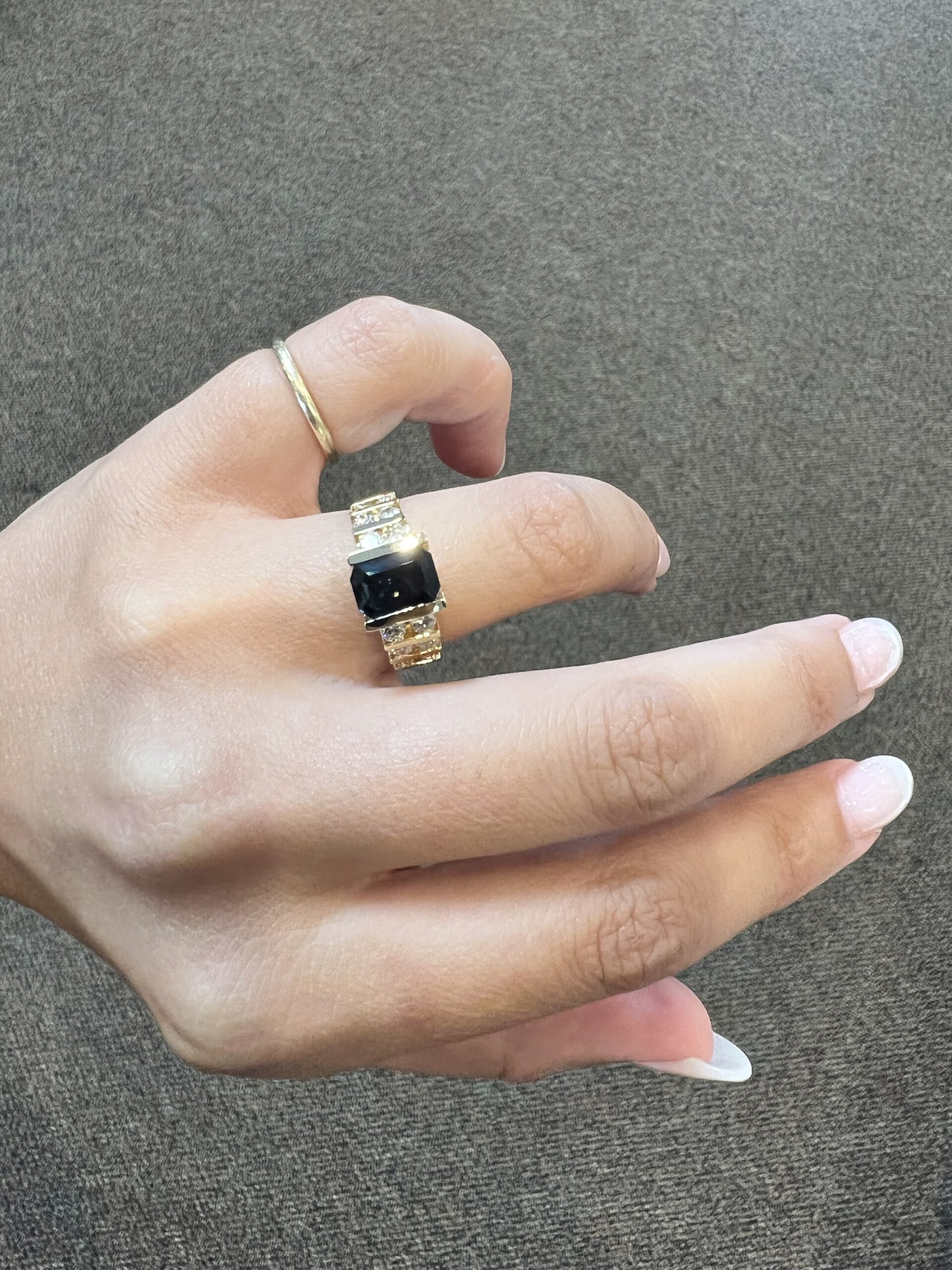 14k Yellow Gold 1 3/4 Carat Genuine Green Blue Sapphire & Diamond Ring - Image 7