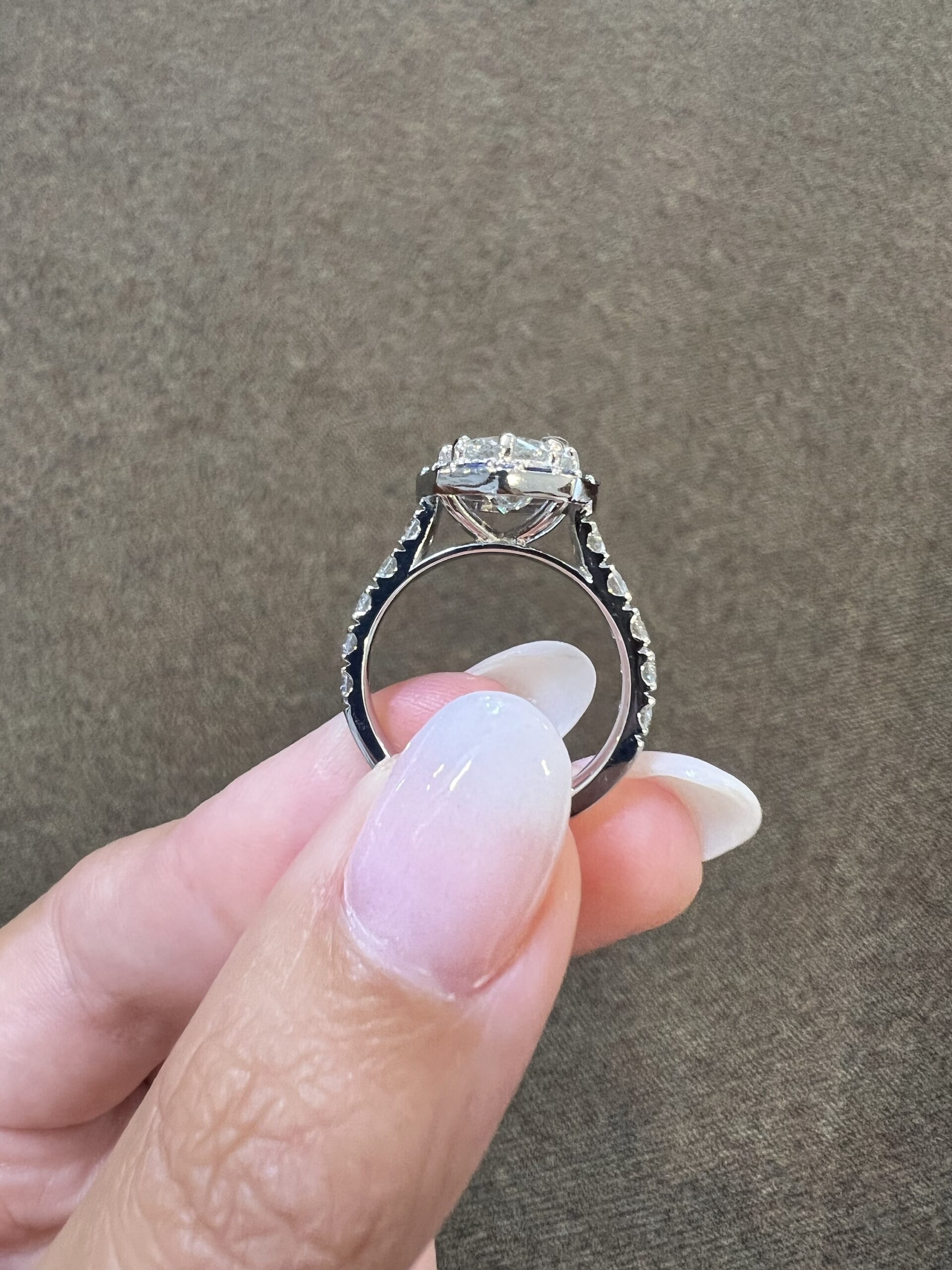 Custom Made Platinum Genuine Natural GIA Certified 1.82 Carat Round Brilliant Cut Diamond & Sapphire Cluster Ring - Image 17