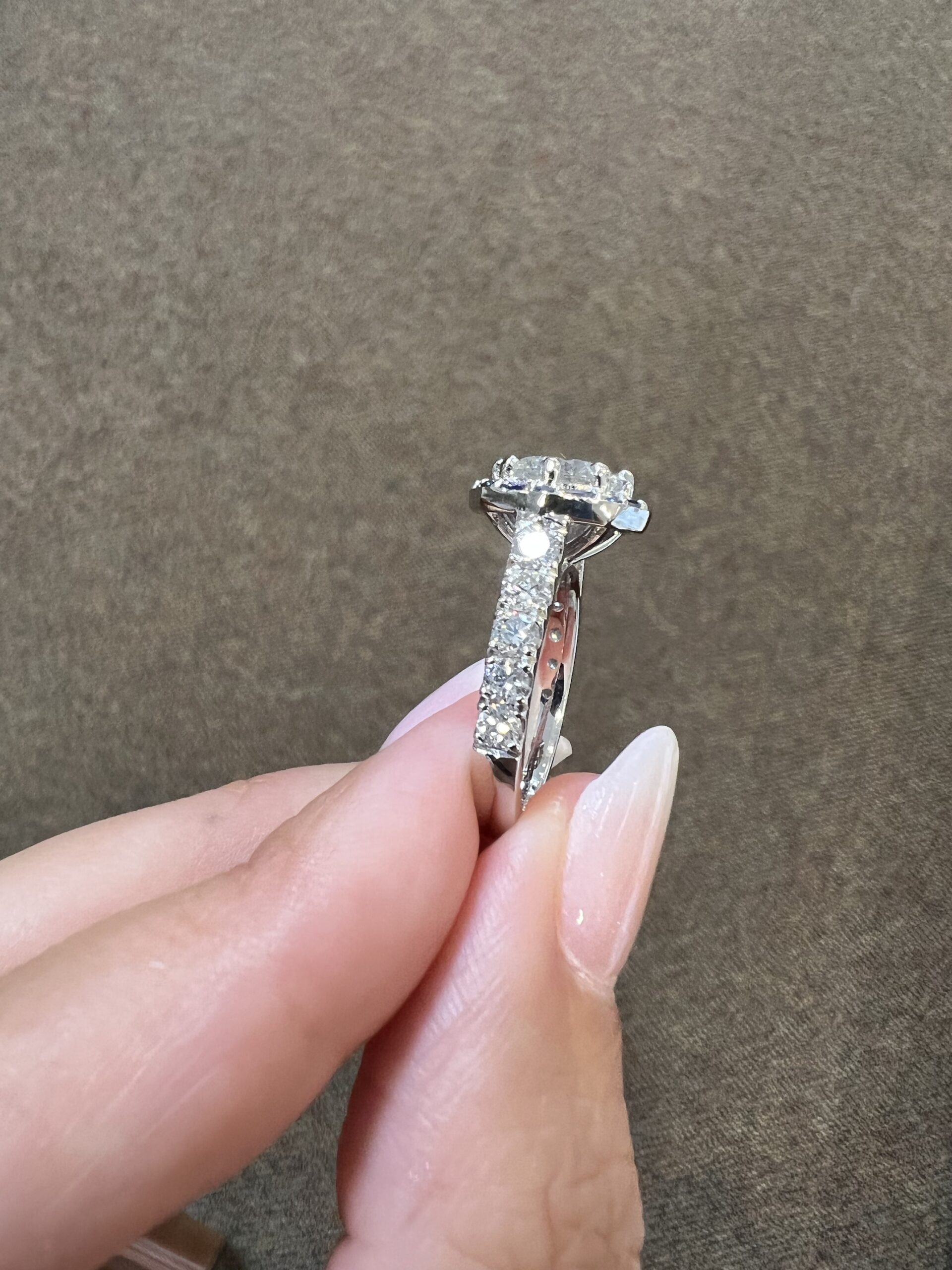 Custom Made Platinum Genuine Natural GIA Certified 1.82 Carat Round Brilliant Cut Diamond & Sapphire Cluster Ring - Image 16