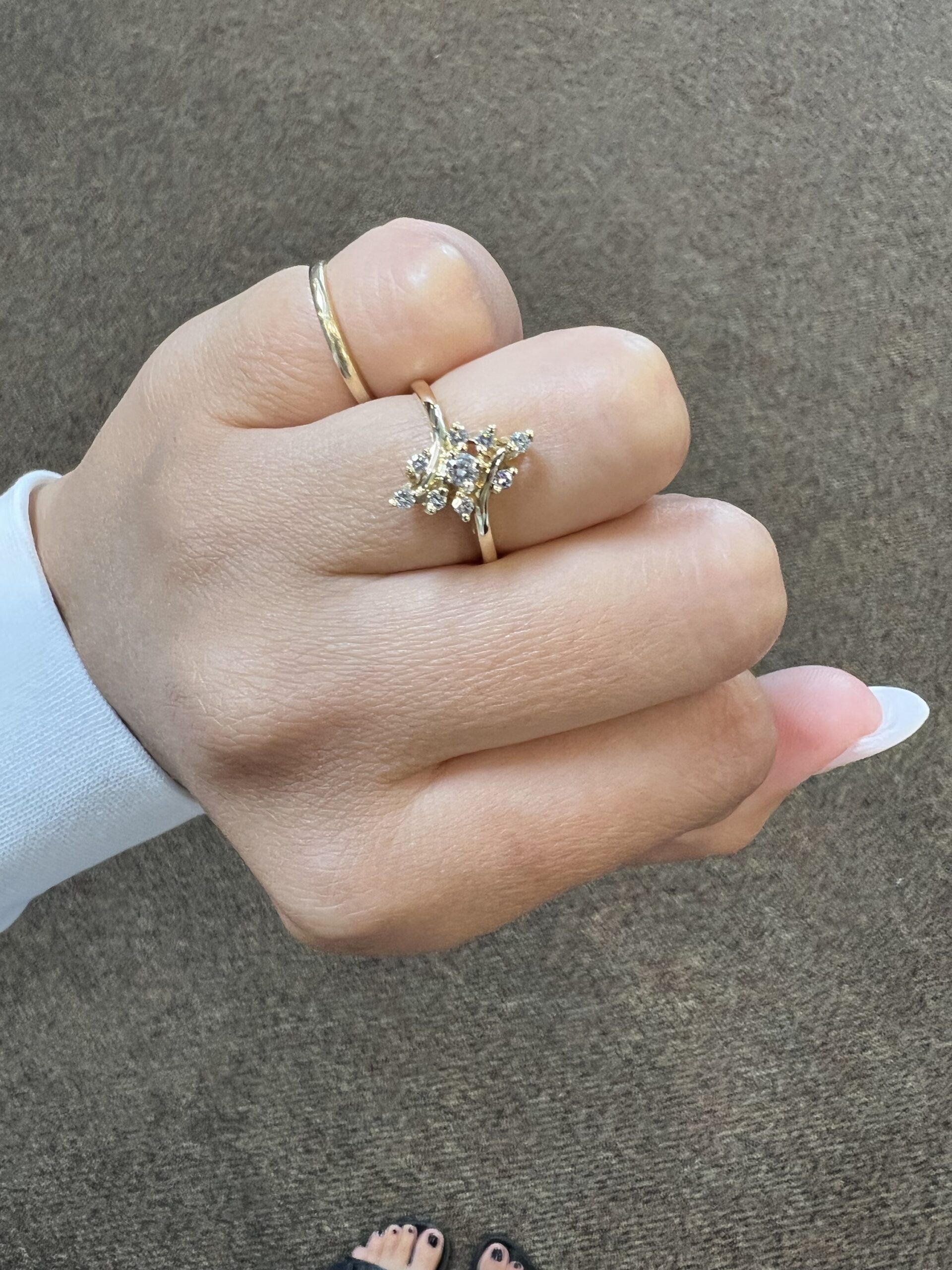 Vintage 14k Yellow Gold Genuine 1/4 Cttw Round Brilliant Cut Diamond Cluster Ring - Image 8