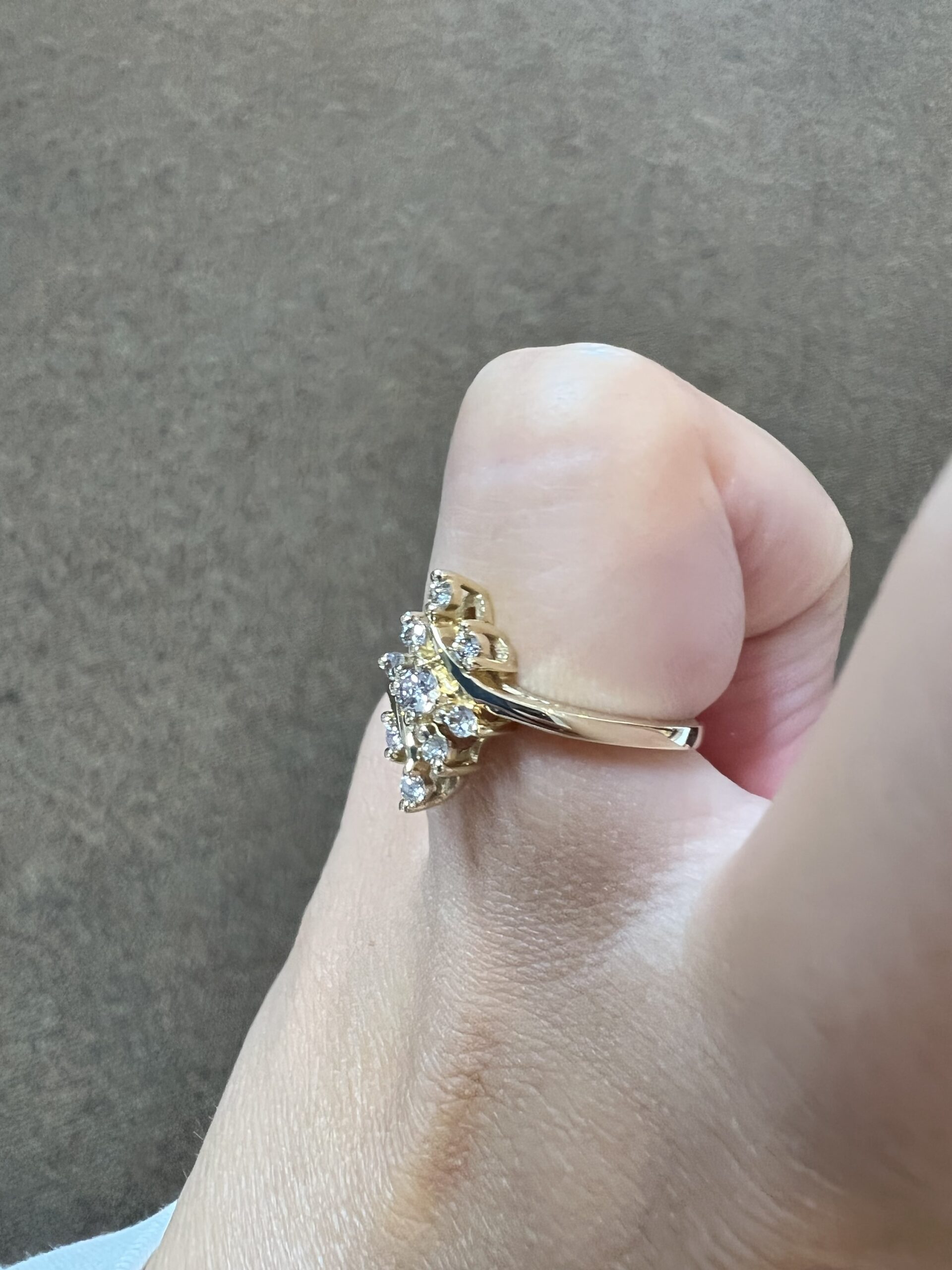 Vintage 14k Yellow Gold Genuine 1/4 Cttw Round Brilliant Cut Diamond Cluster Ring - Image 14