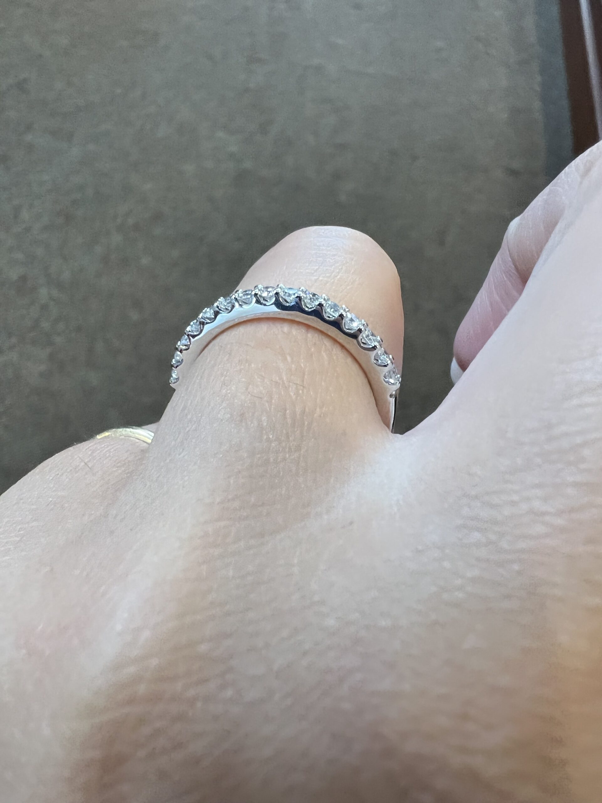 Platinum 15 Stone Genuine .41 Cttw Round Brilliant Cut Diamond Shared Prong Band - Image 13