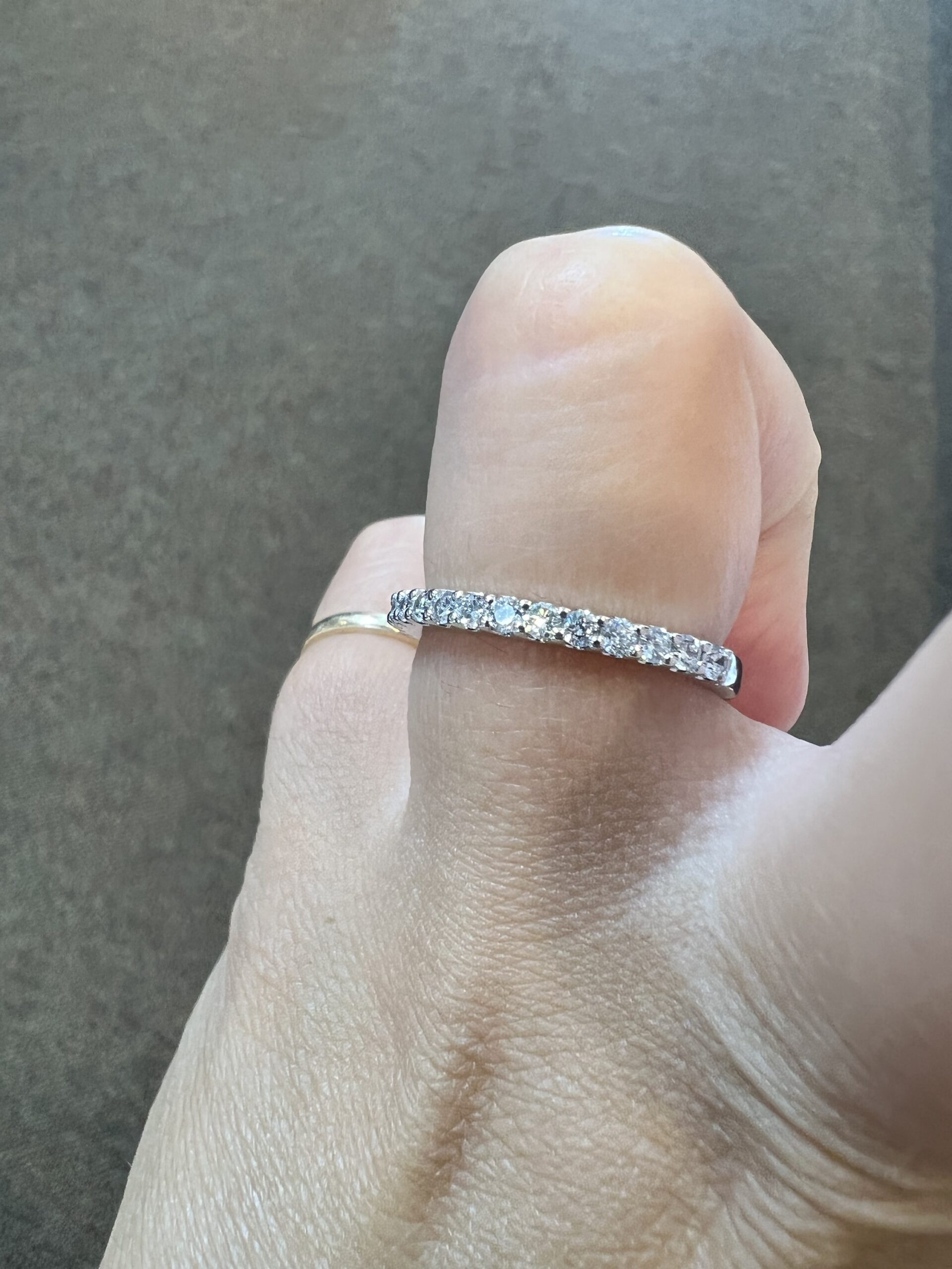 Platinum 15 Stone Genuine .41 Cttw Round Brilliant Cut Diamond Shared Prong Band - Image 14