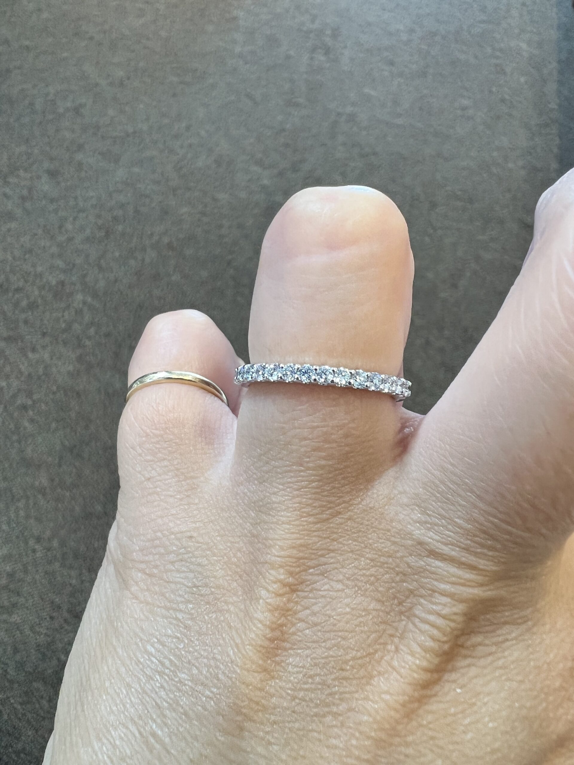 Platinum 15 Stone Genuine .41 Cttw Round Brilliant Cut Diamond Shared Prong Band - Image 15