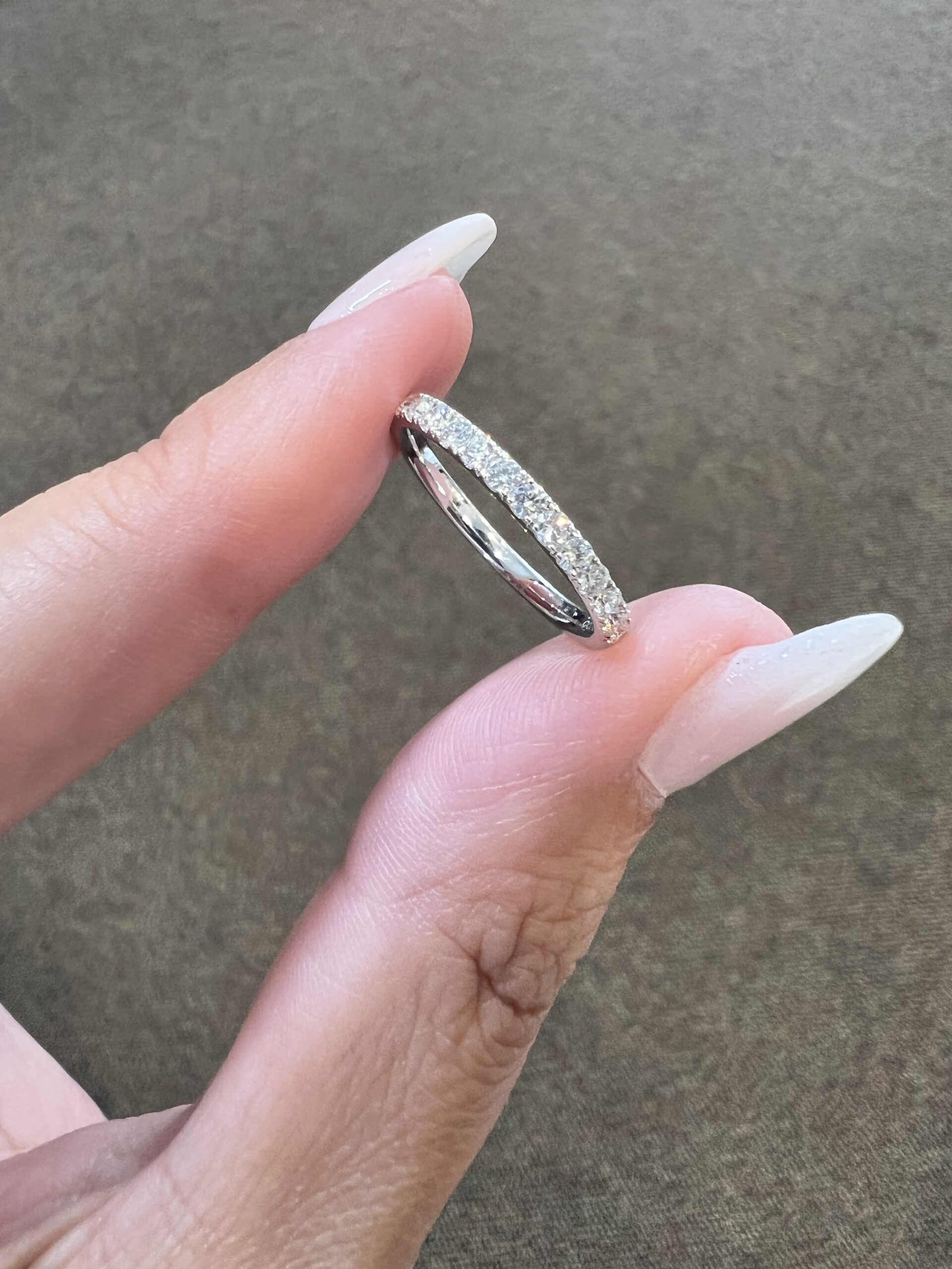 14k White Gold Genuine 1/3 Cttw Round Brilliant Cut Diamond Low-Profile Band - Image 2