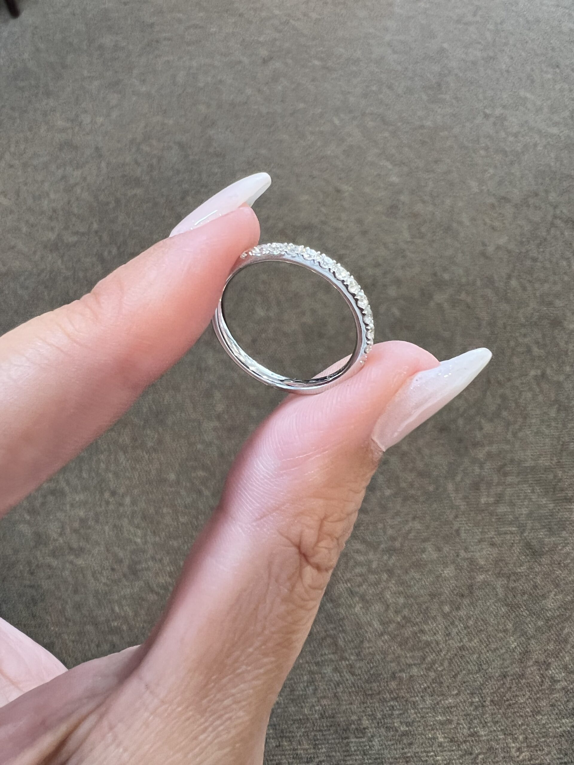 14k White Gold Genuine 1/3 Cttw Round Brilliant Cut Diamond Low-Profile Band - Image 3