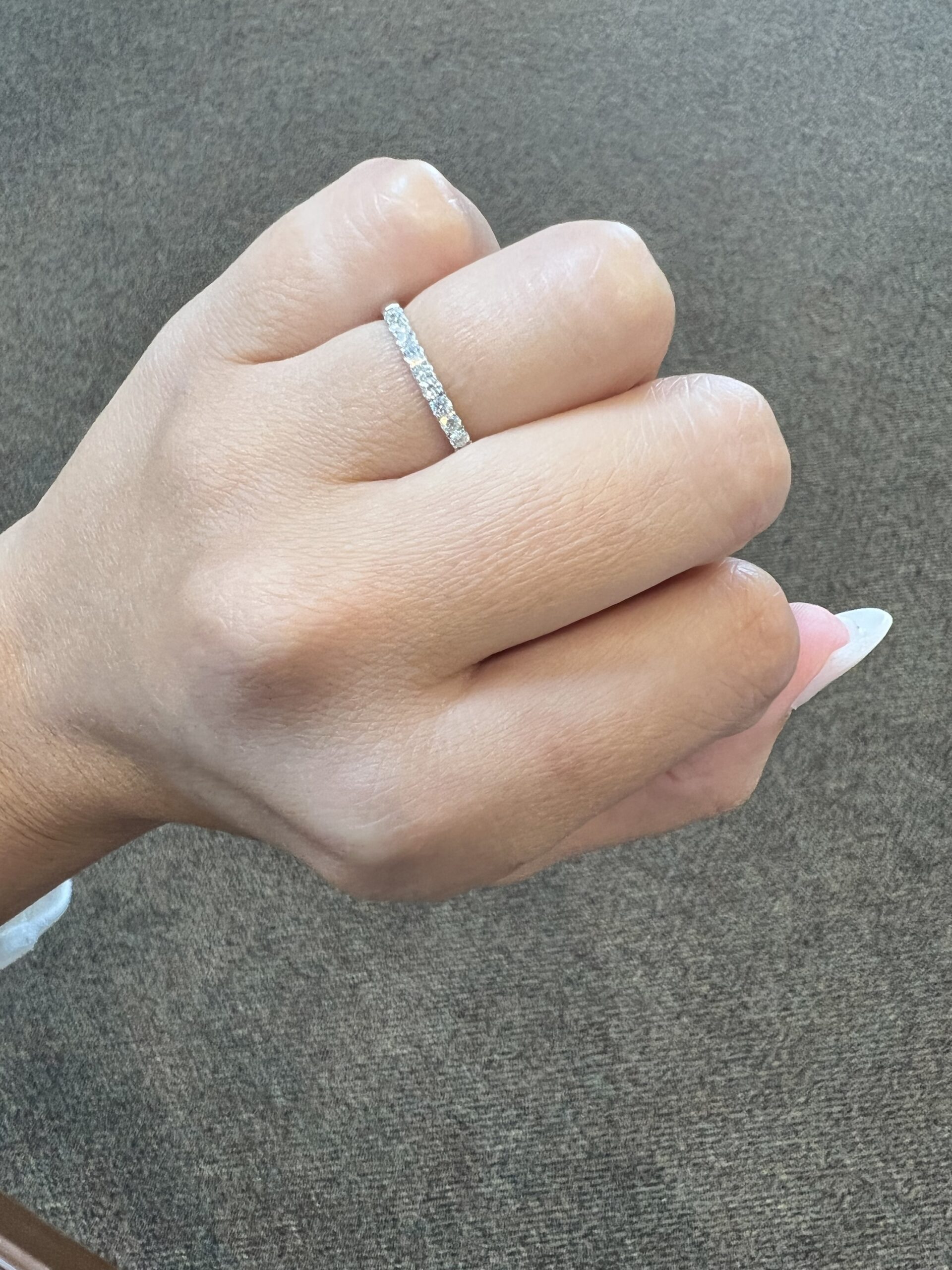 14k White Gold Genuine 1/3 Cttw Round Brilliant Cut Diamond Low-Profile Band - Image 7