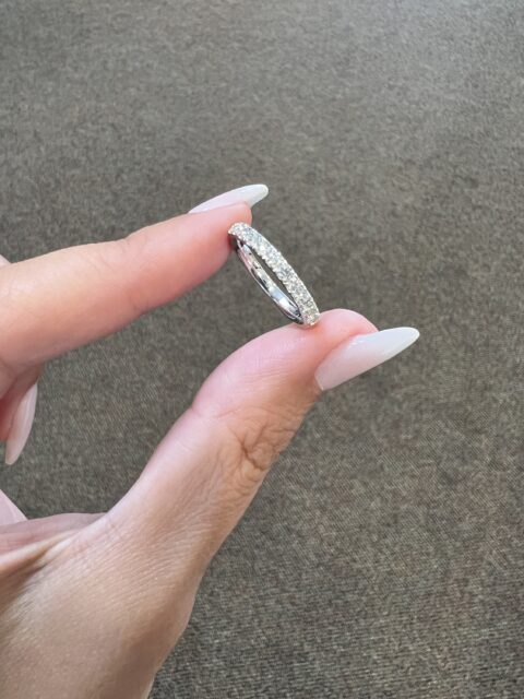 14k White Gold 13 Stone Genuine 1/2 Cttw Round Brilliant Cut Diamond Low-Profile Band