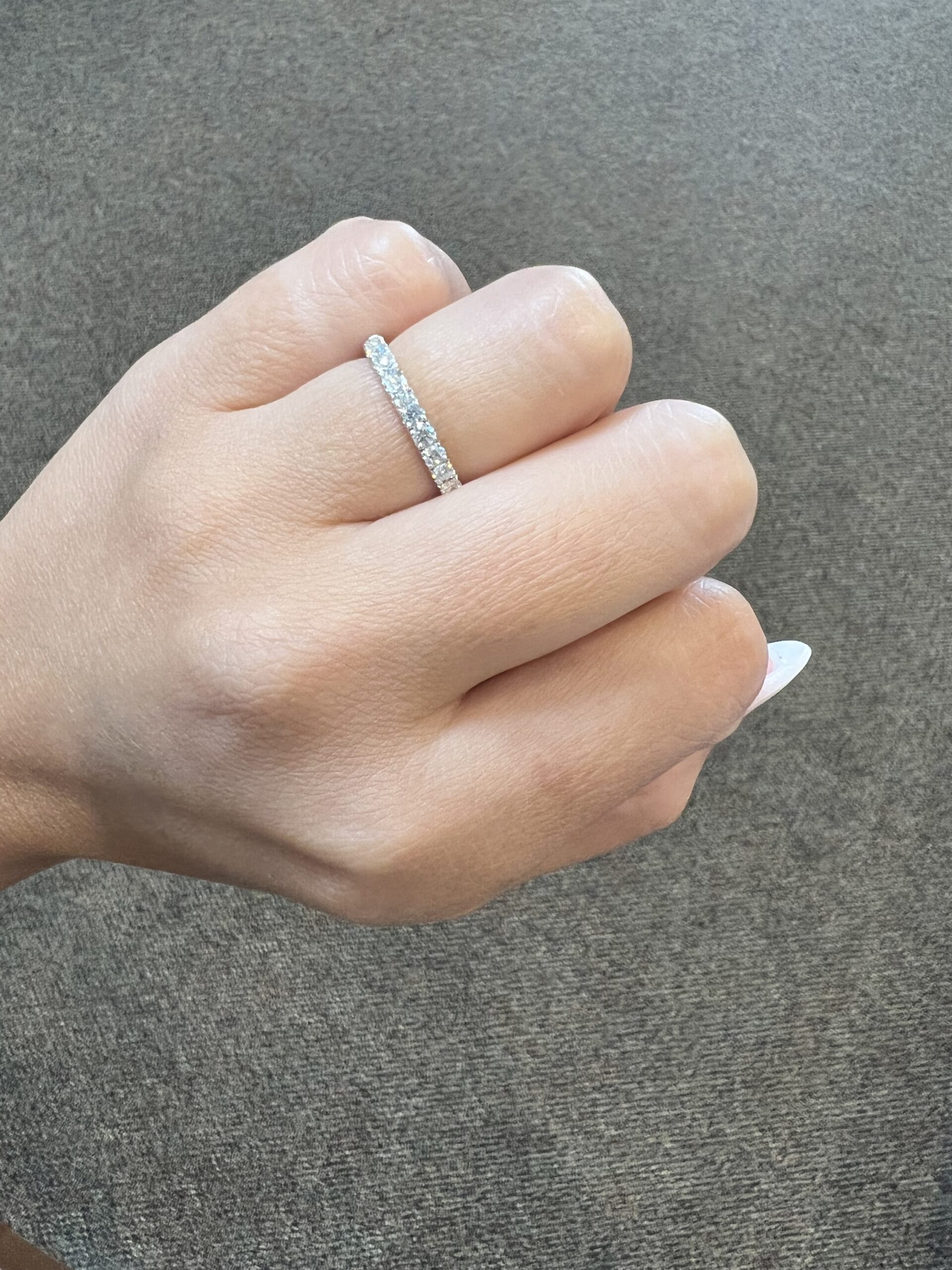 14k White Gold 13 Stone Genuine 1/2 Cttw Round Brilliant Cut Diamond Low-Profile Band - Image 8