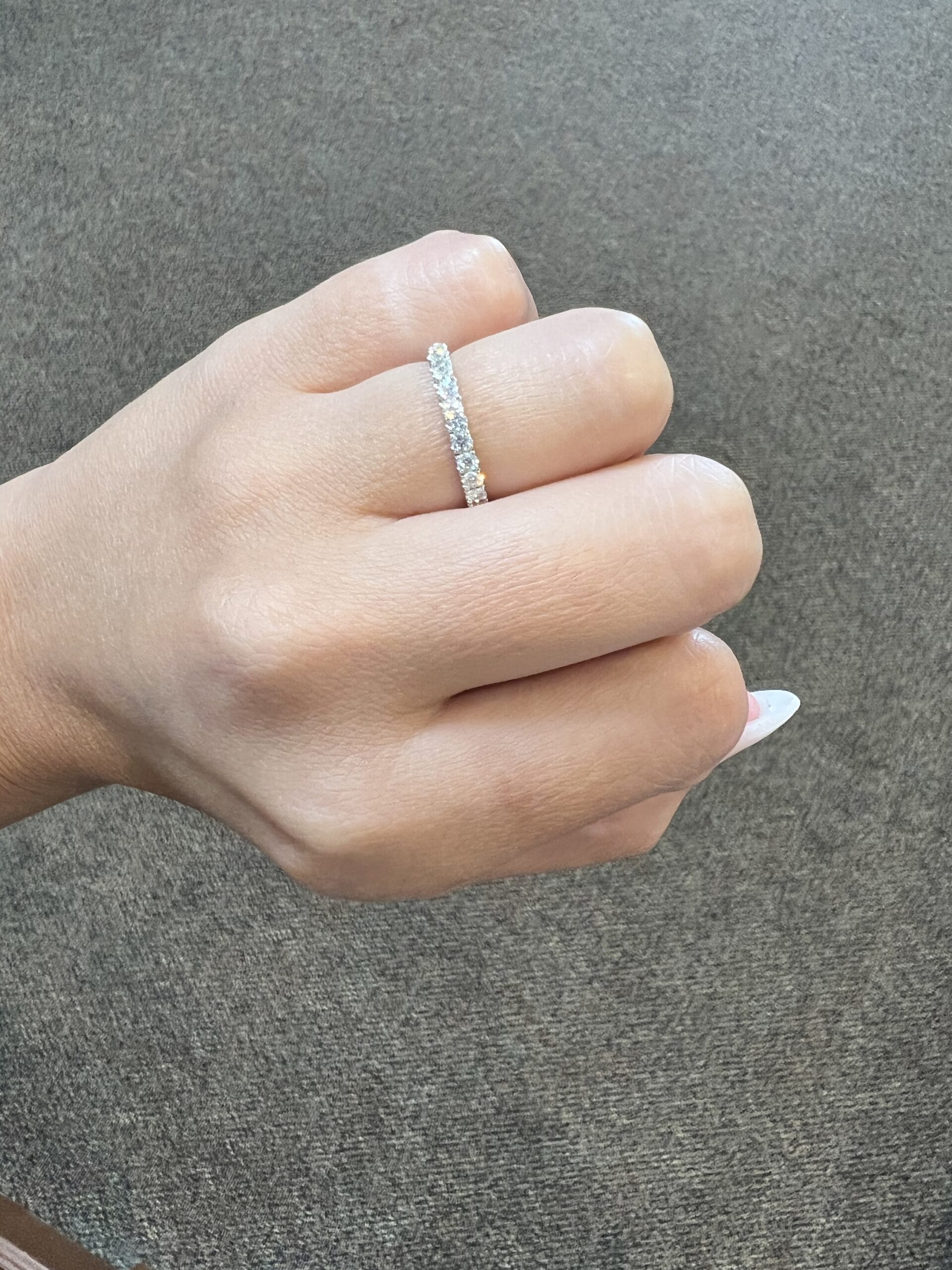 14k White Gold 13 Stone Genuine 1/2 Cttw Round Brilliant Cut Diamond Low-Profile Band - Image 9