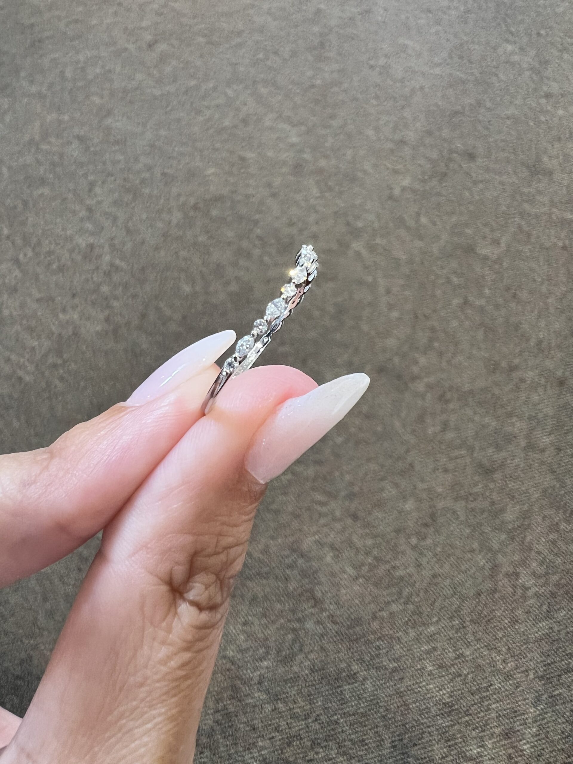 Custom Made Platinum Genuine .16 Cttw Marquise & .09 Cttw Genuine Round Brilliant Cut Diamond Curved Band - Image 4