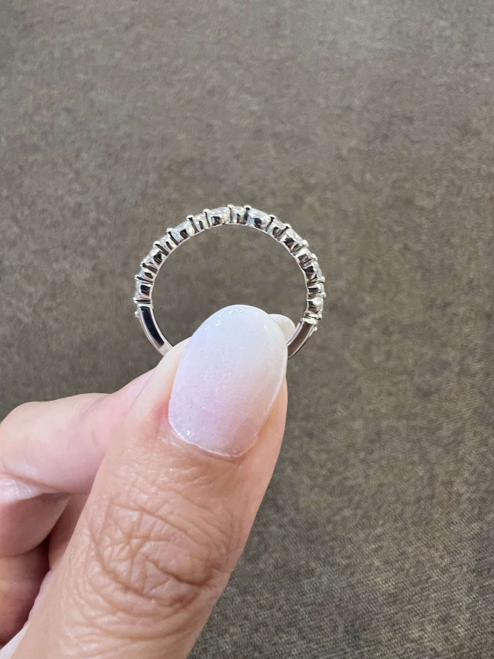 Custom Made Platinum Genuine .16 Cttw Marquise & .09 Cttw Genuine Round Brilliant Cut Diamond Curved Band - Image 6