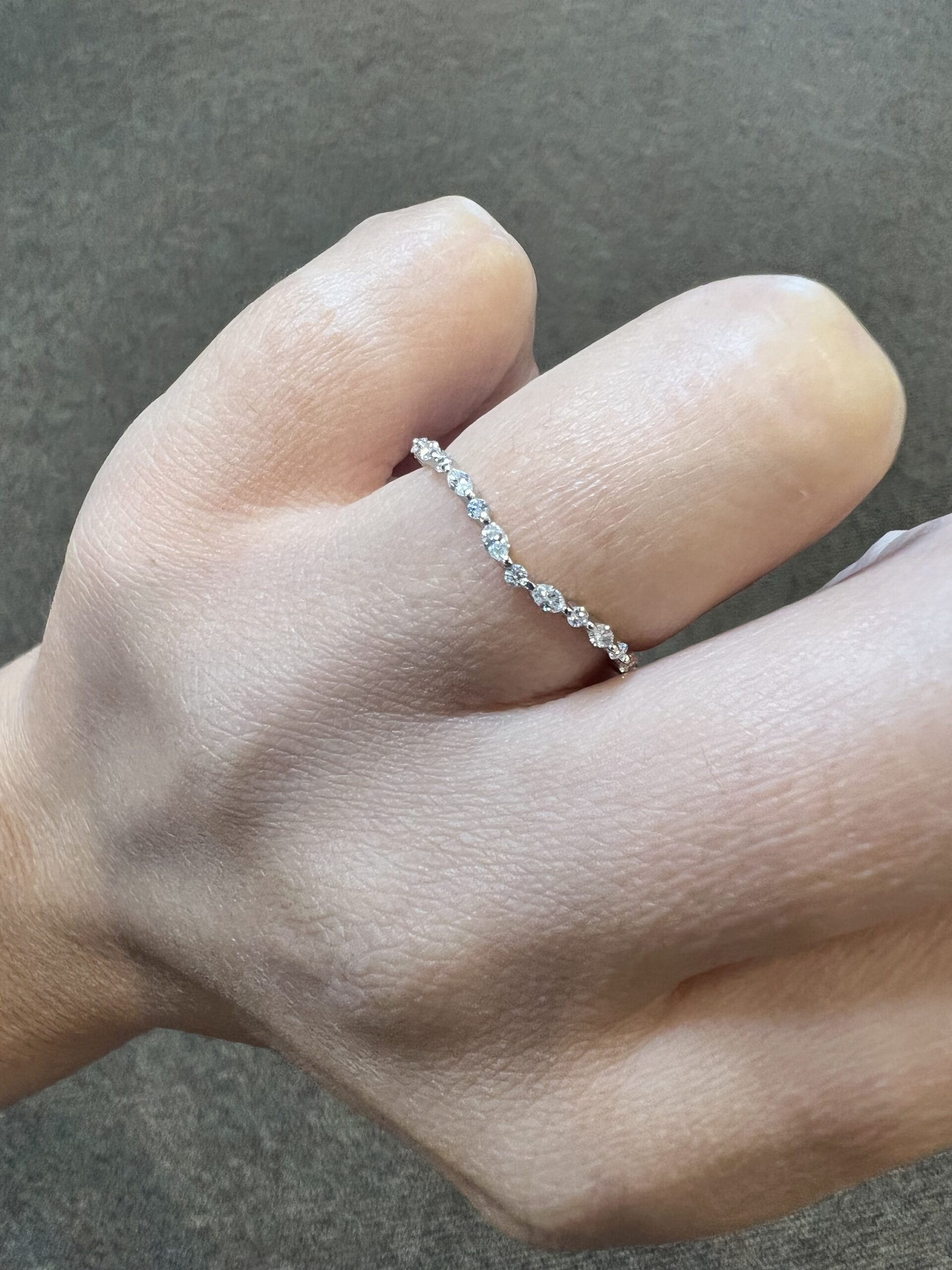 Custom Made Platinum Genuine .16 Cttw Marquise & .09 Cttw Genuine Round Brilliant Cut Diamond Curved Band - Image 10