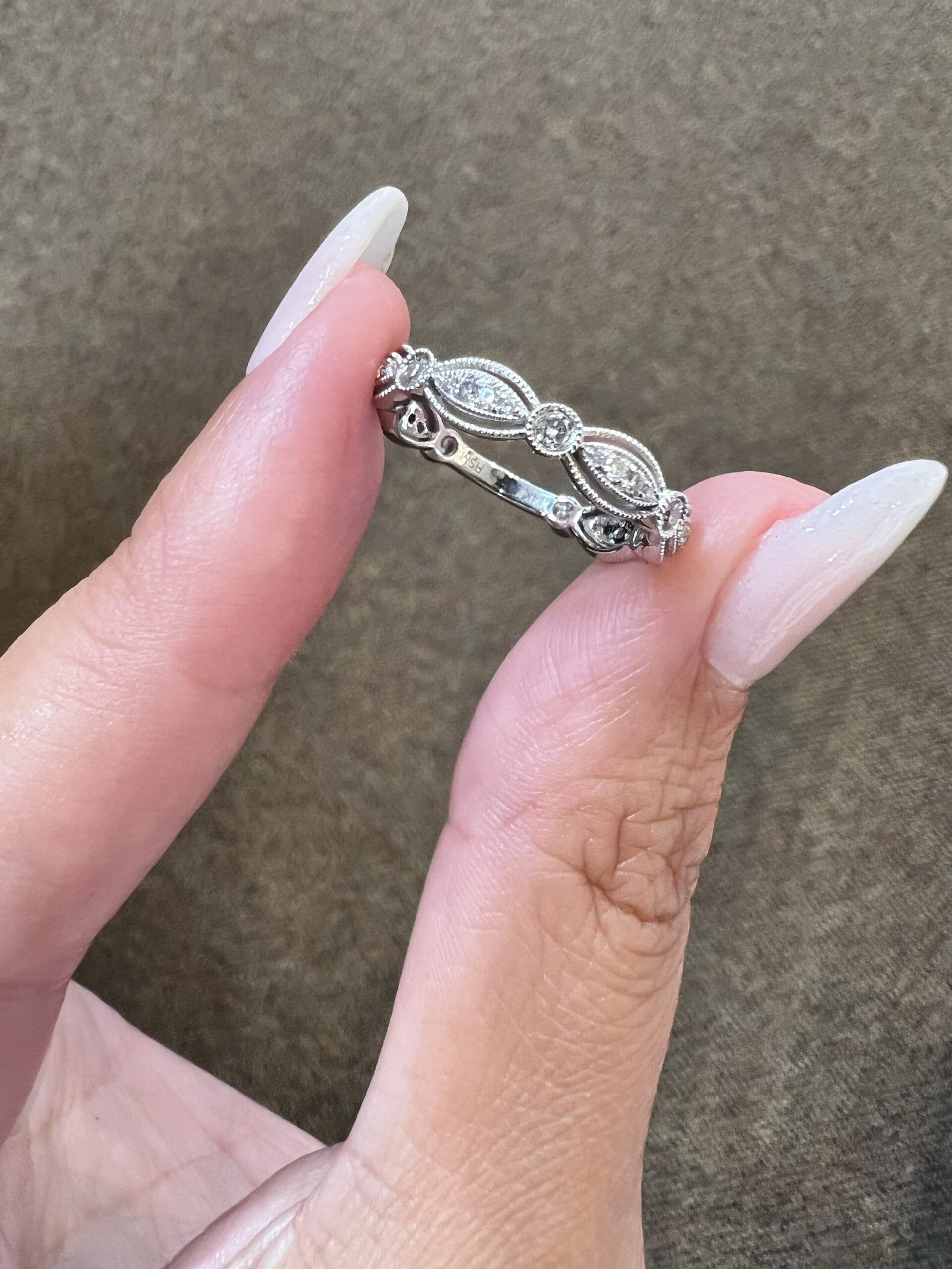 14k White Gold .34 Cttw Genuine Round Brilliant Cut Diamond Openwork Band - Image 7