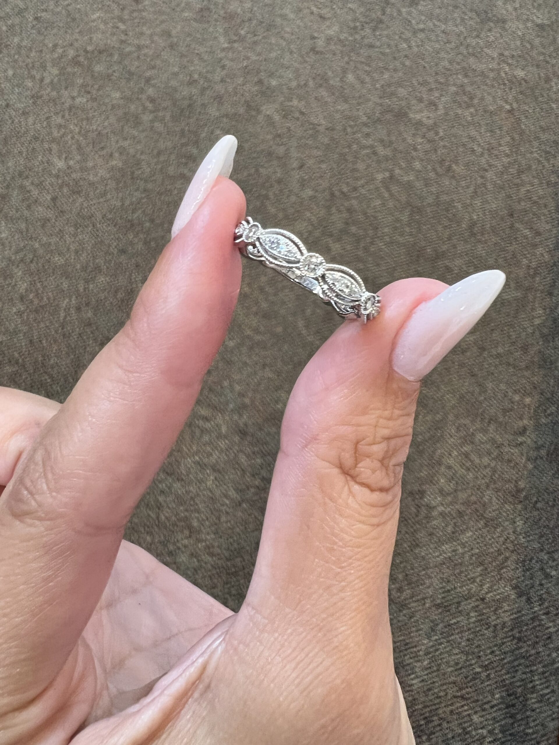 14k White Gold .34 Cttw Genuine Round Brilliant Cut Diamond Openwork Band - Image 11