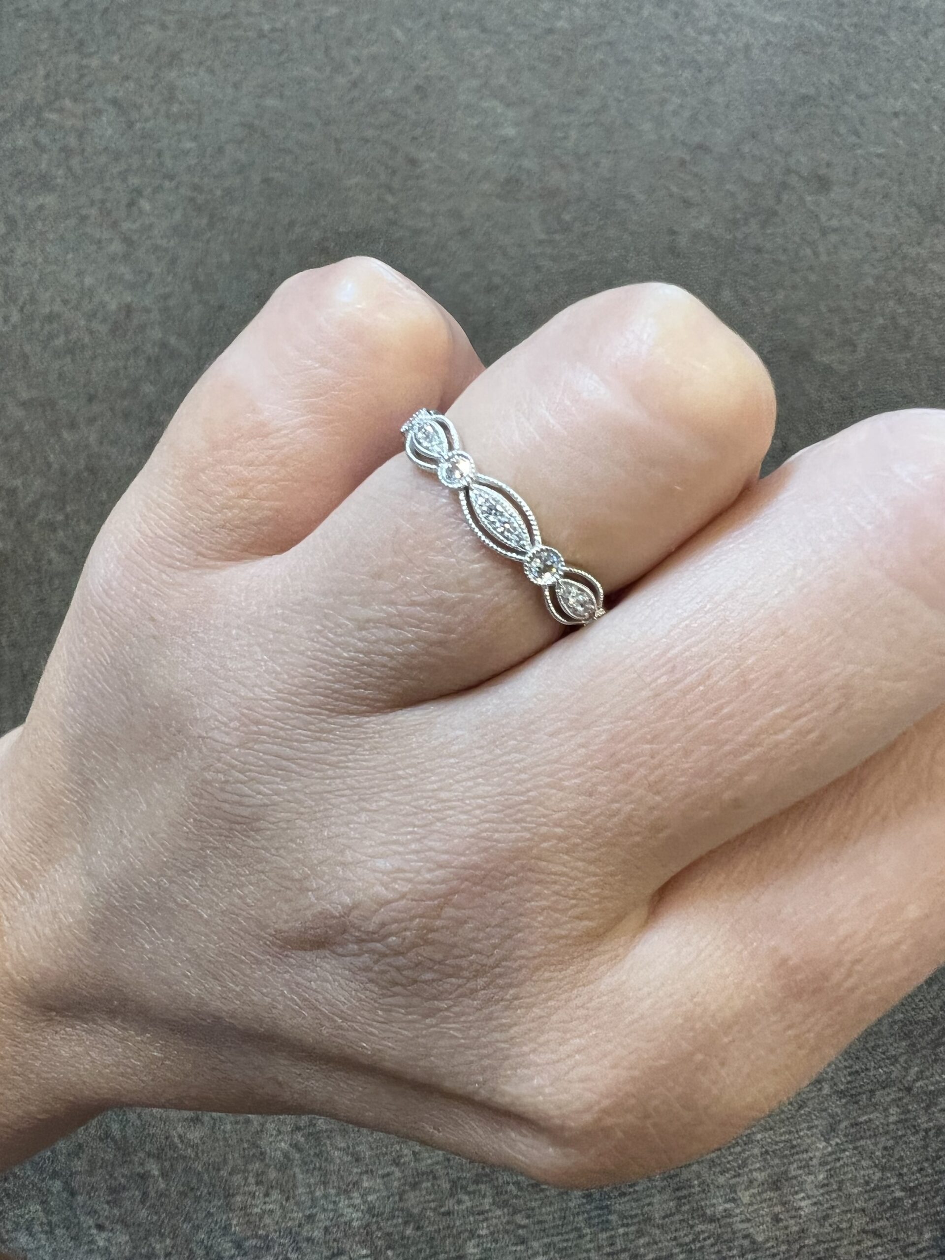 14k White Gold .34 Cttw Genuine Round Brilliant Cut Diamond Openwork Band - Image 16