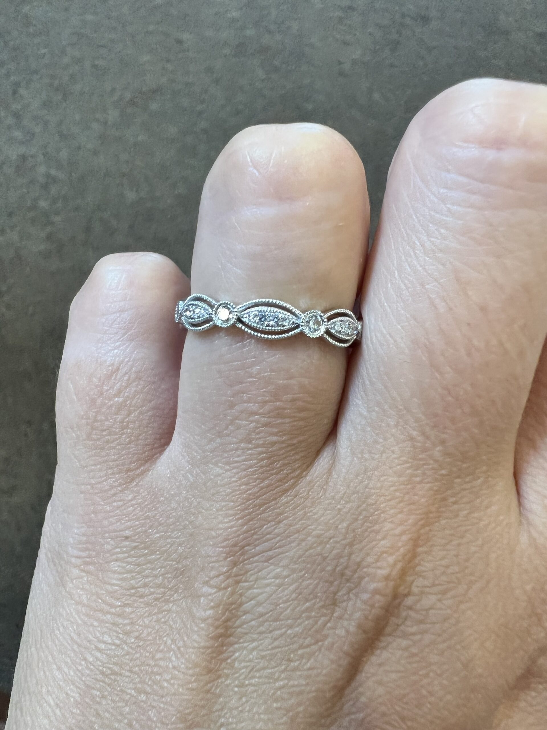 14k White Gold .34 Cttw Genuine Round Brilliant Cut Diamond Openwork Band - Image 18