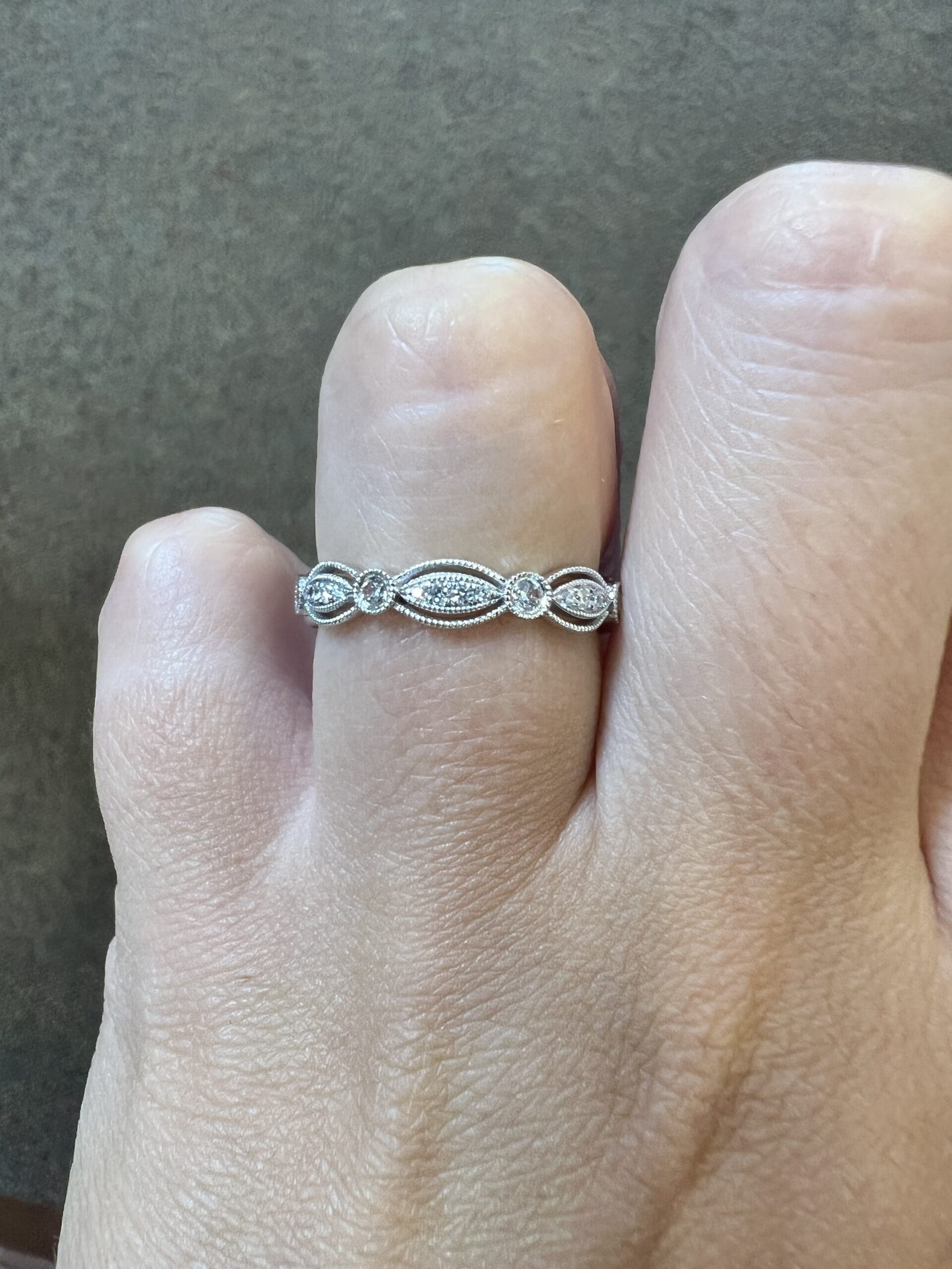 14k White Gold .34 Cttw Genuine Round Brilliant Cut Diamond Openwork Band - Image 19