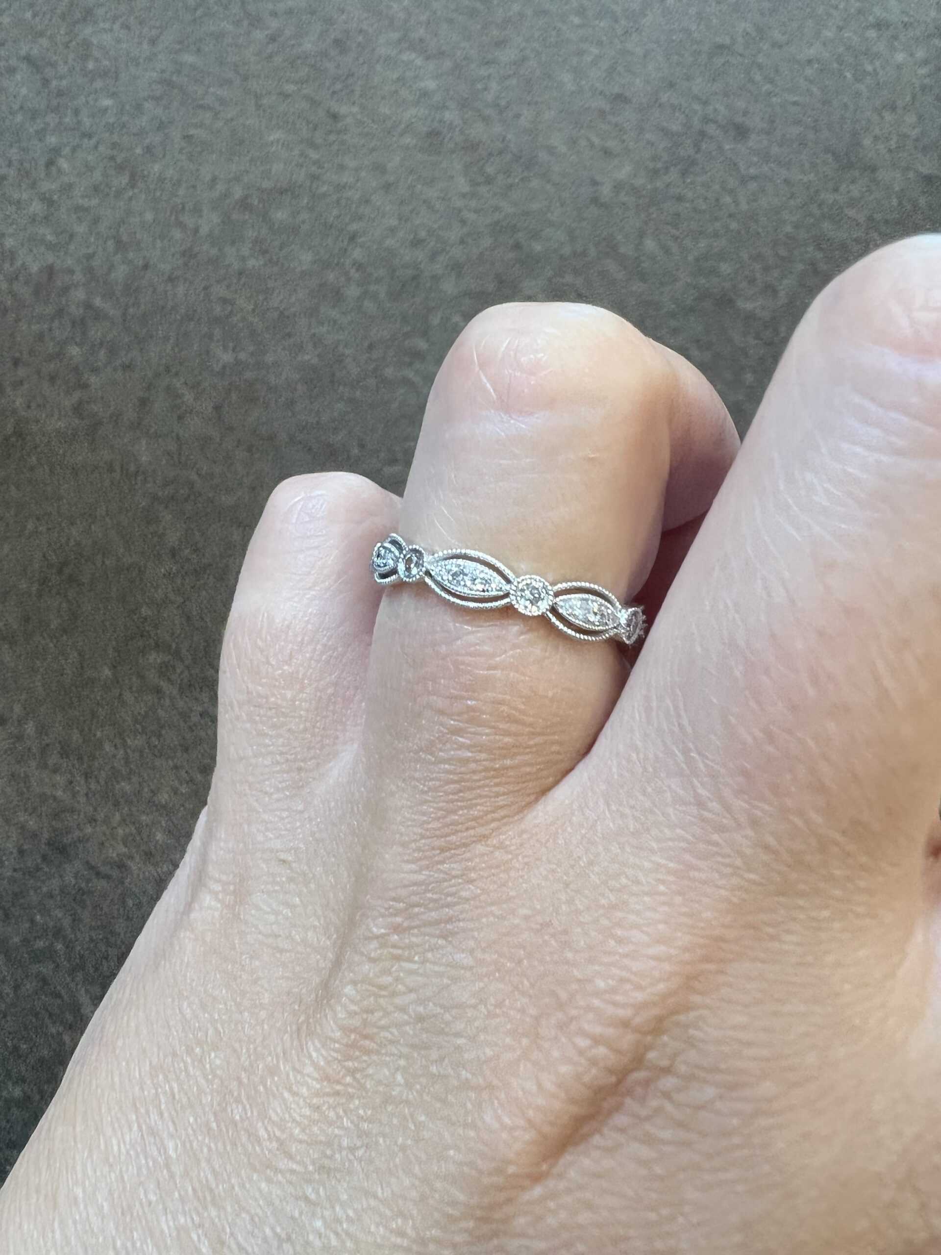 14k White Gold .34 Cttw Genuine Round Brilliant Cut Diamond Openwork Band - Image 20