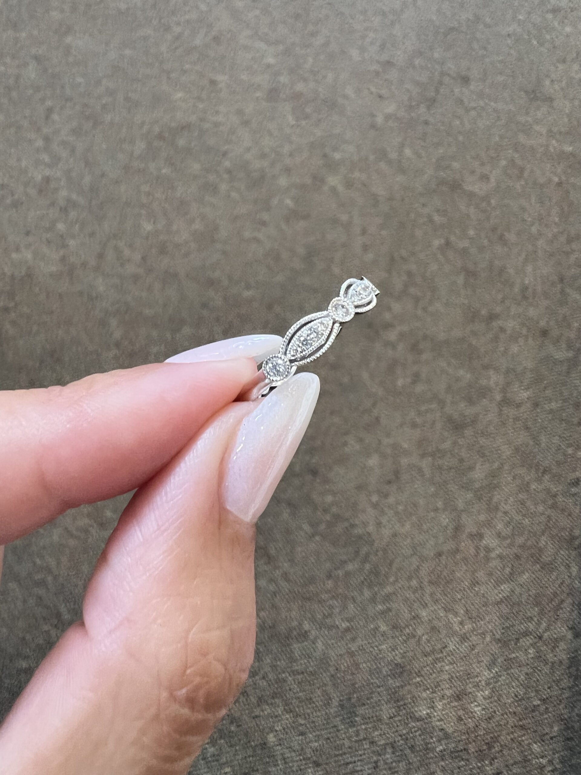 14k White Gold .34 Cttw Genuine Round Brilliant Cut Diamond Openwork Band - Image 6