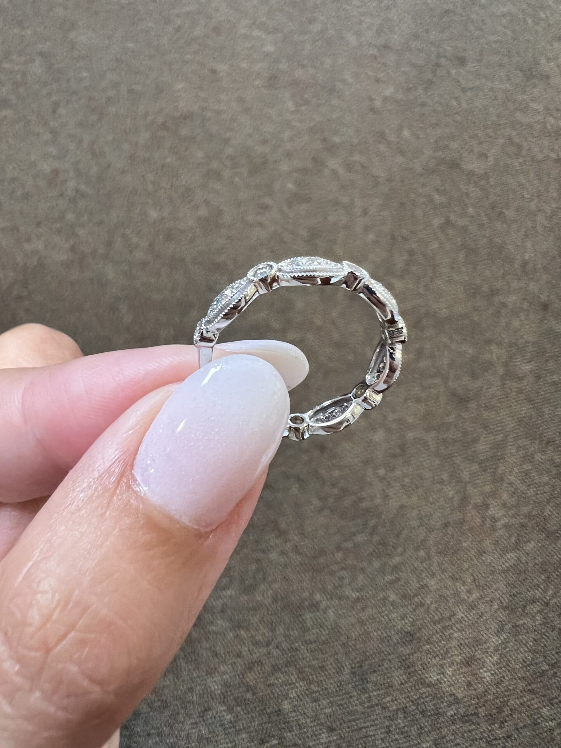 14k White Gold .34 Cttw Genuine Round Brilliant Cut Diamond Openwork Band - Image 28