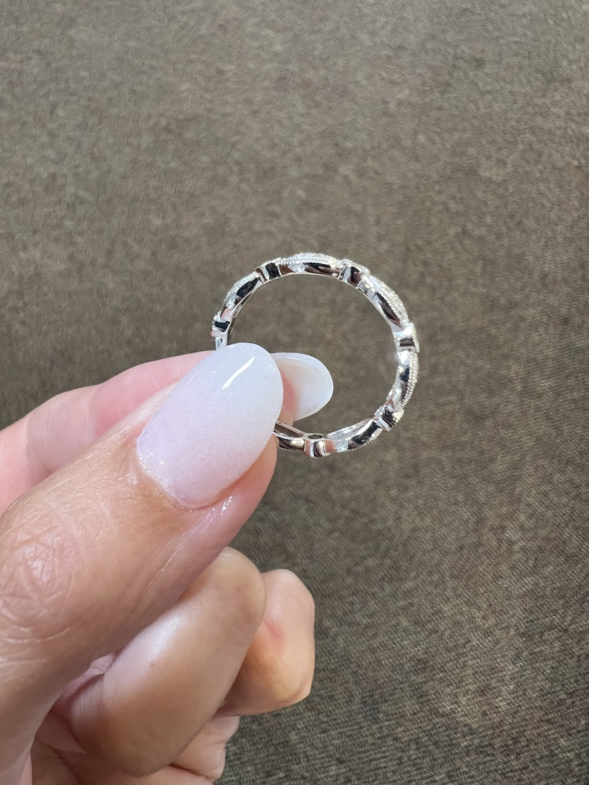 14k White Gold .34 Cttw Genuine Round Brilliant Cut Diamond Openwork Band - Image 27