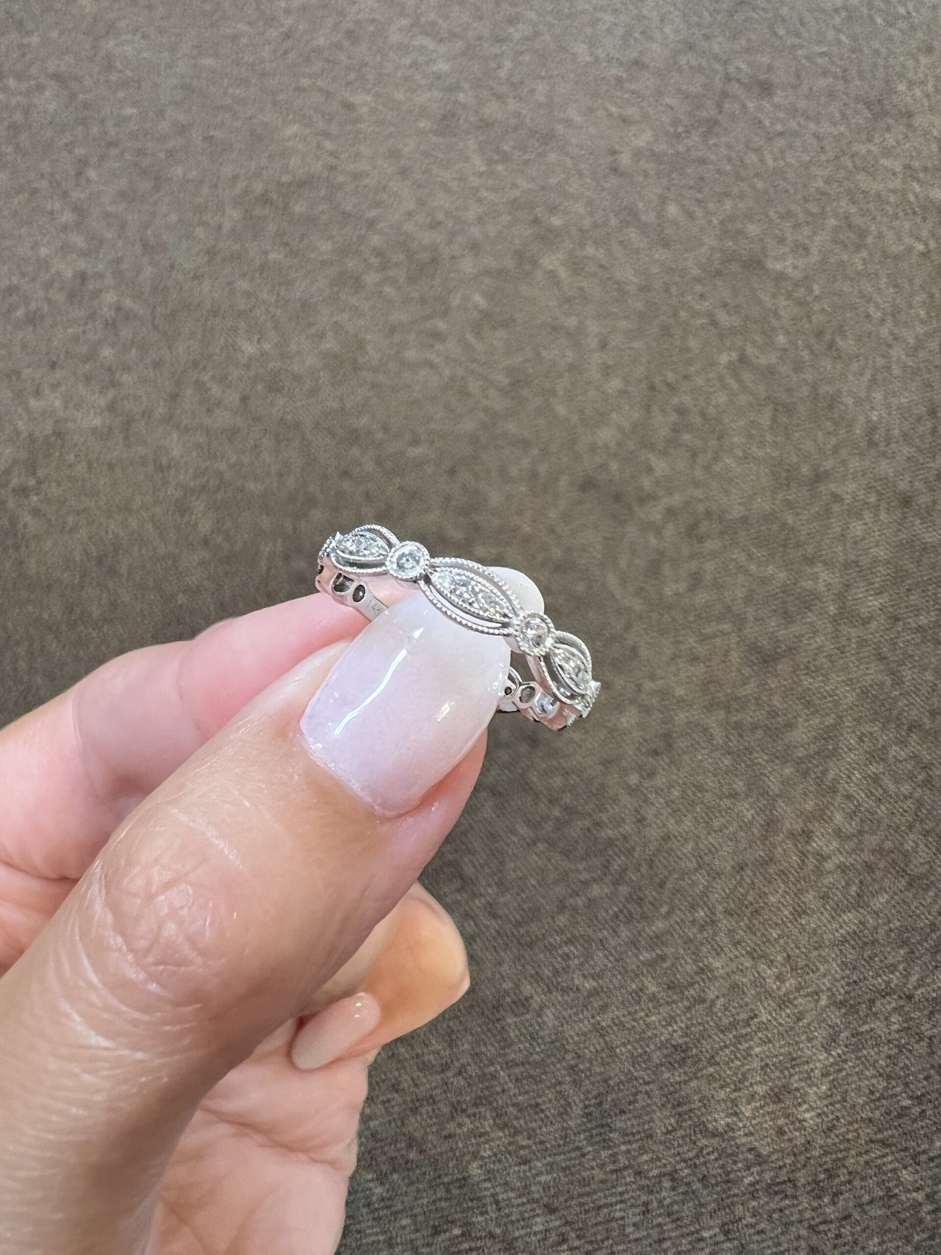 14k White Gold .34 Cttw Genuine Round Brilliant Cut Diamond Openwork Band - Image 22