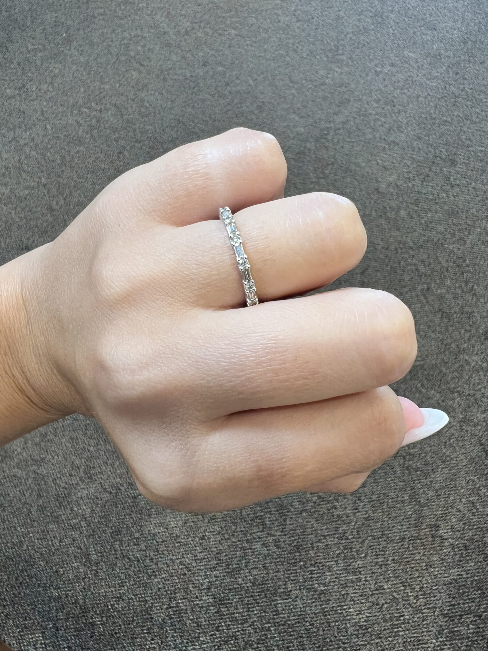 Platinum Genuine .80 Cttw Round Brilliant Cut Diamond & Diamond Baguette Eternity Band - Image 13