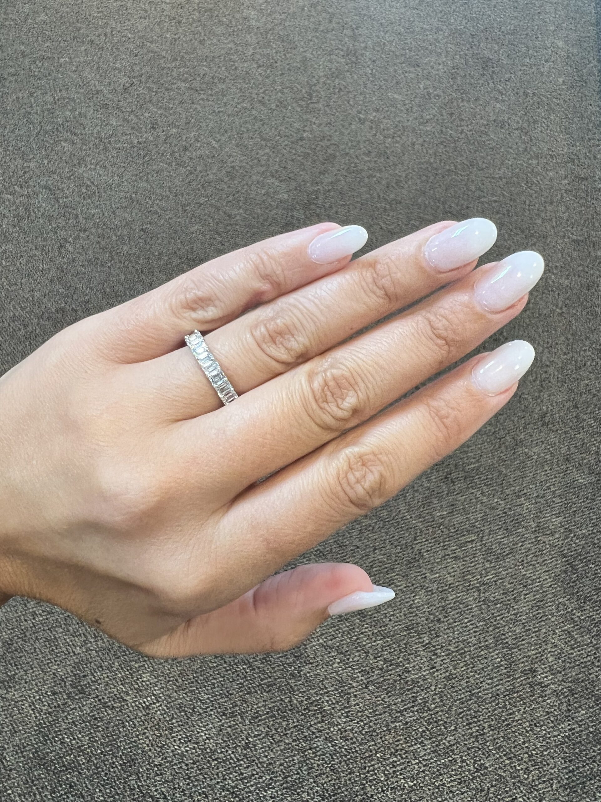 Platinum 24 Stone Genuine 3.50 Carat Emerald Cut Diamond Eternity Band - Image 10