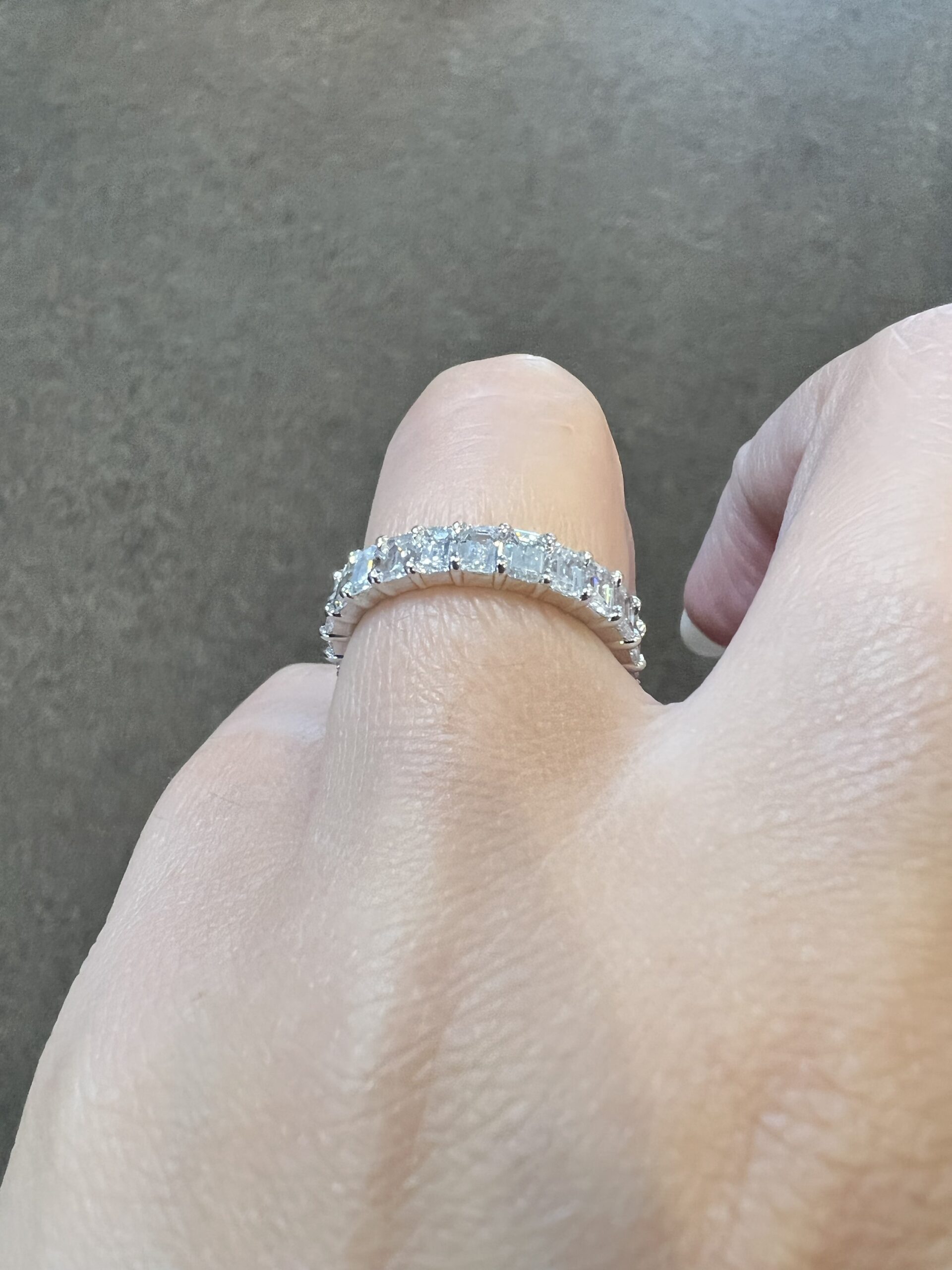 Platinum 24 Stone Genuine 3.50 Carat Emerald Cut Diamond Eternity Band - Image 24