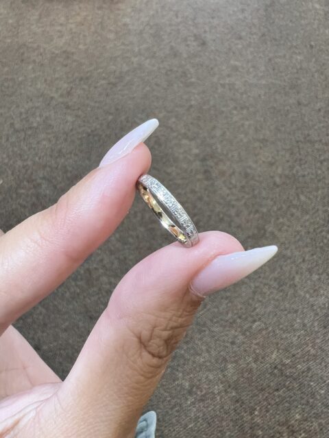 Vintage 18k 2tone Hand-Engraved Wedding Band