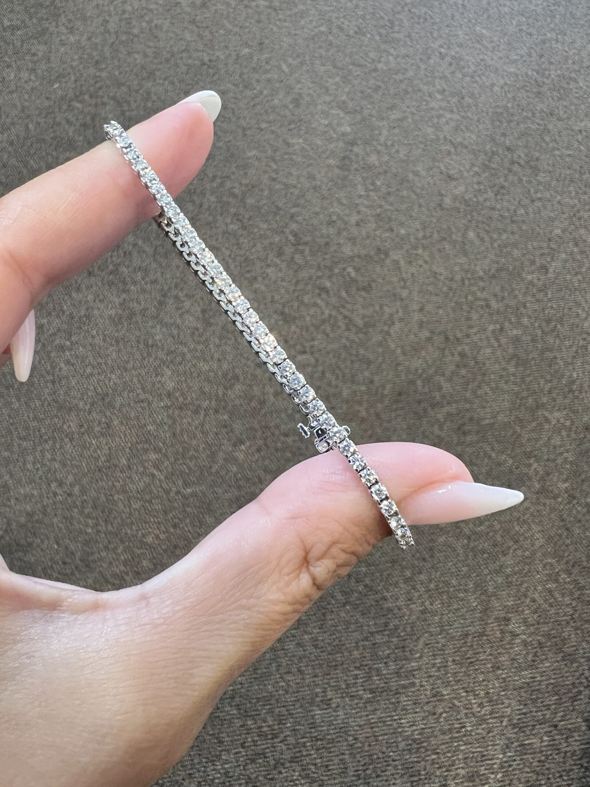 14k White Gold Genuine 2.10 Cttw Round Brilliant Cut Diamond Tennis Bracelet - Image 3