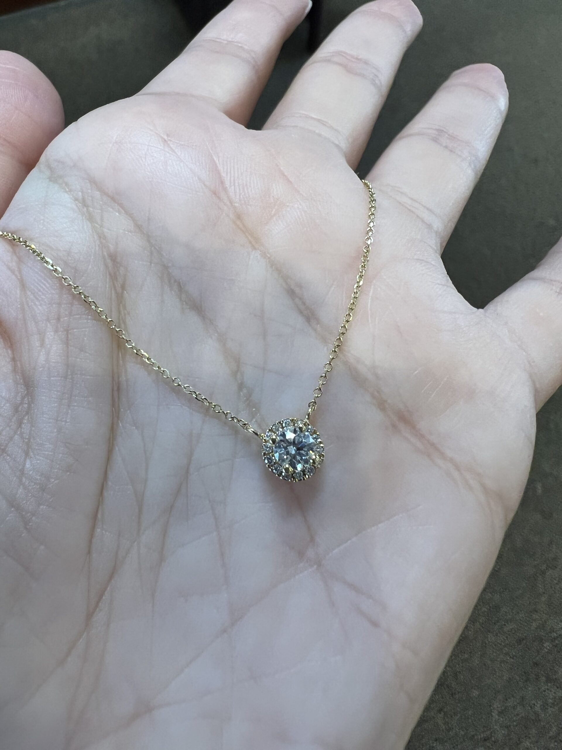 14k Yellow Gold Genuine .35 Cttw Round Brilliant Cut Diamond Halo Pendant - Image 2