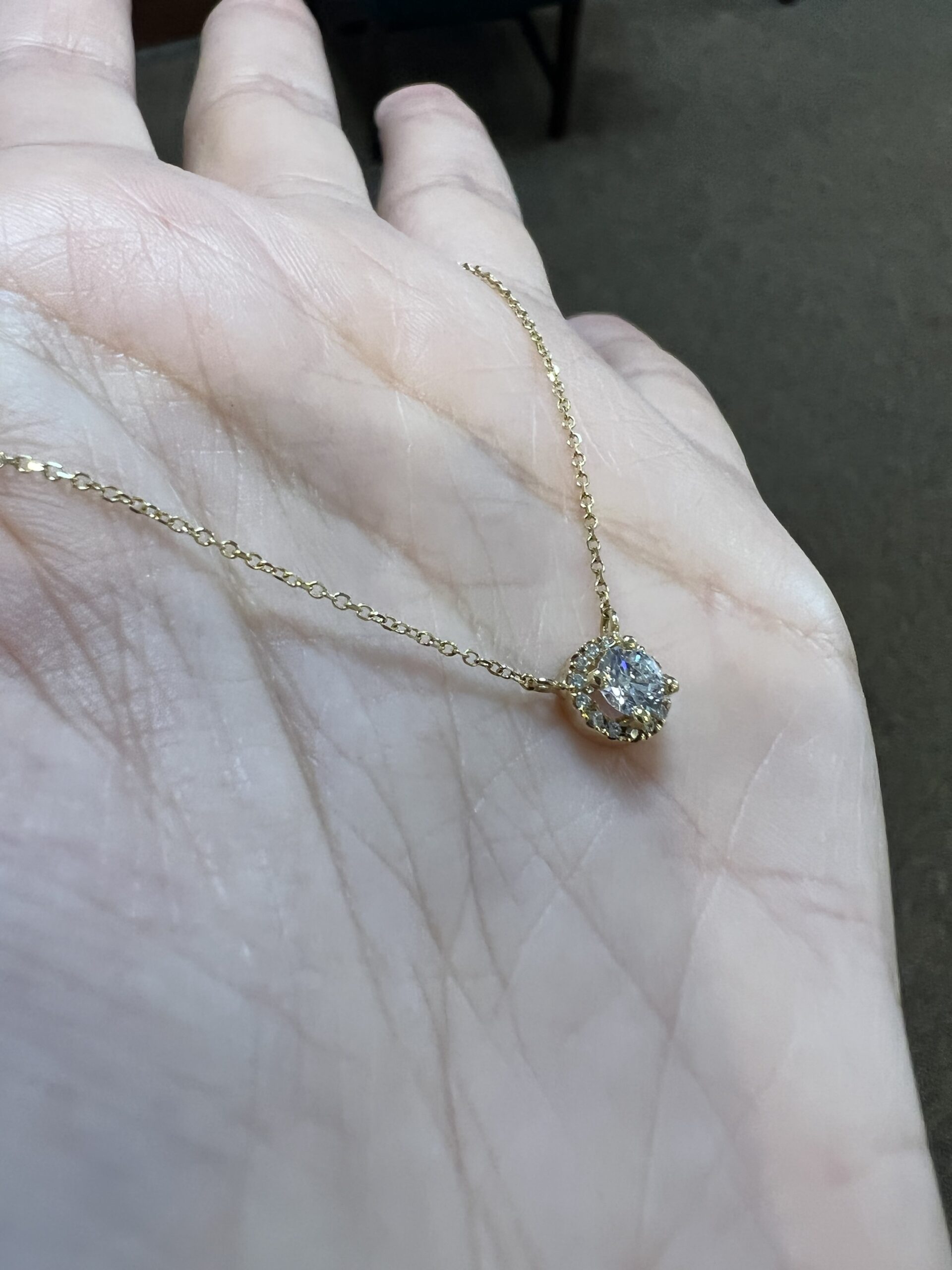 14k Yellow Gold Genuine .35 Cttw Round Brilliant Cut Diamond Halo Pendant - Image 4