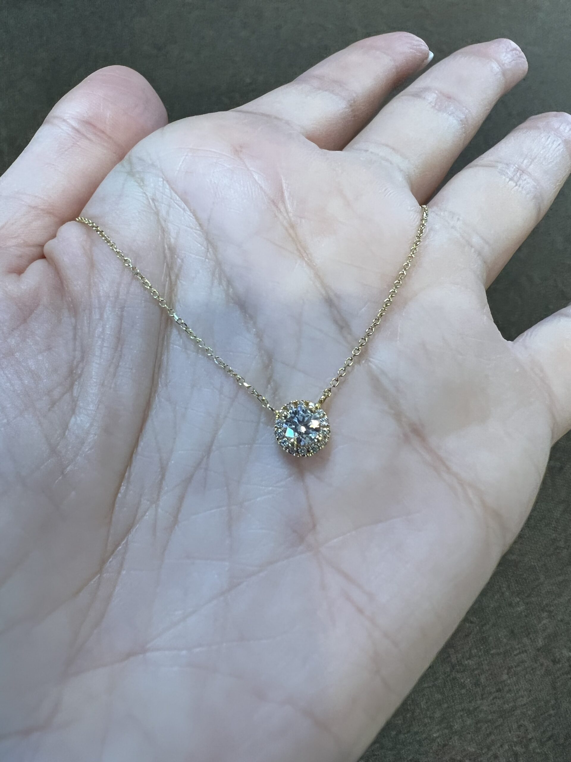 14k Yellow Gold Genuine .35 Cttw Round Brilliant Cut Diamond Halo Pendant - Image 3