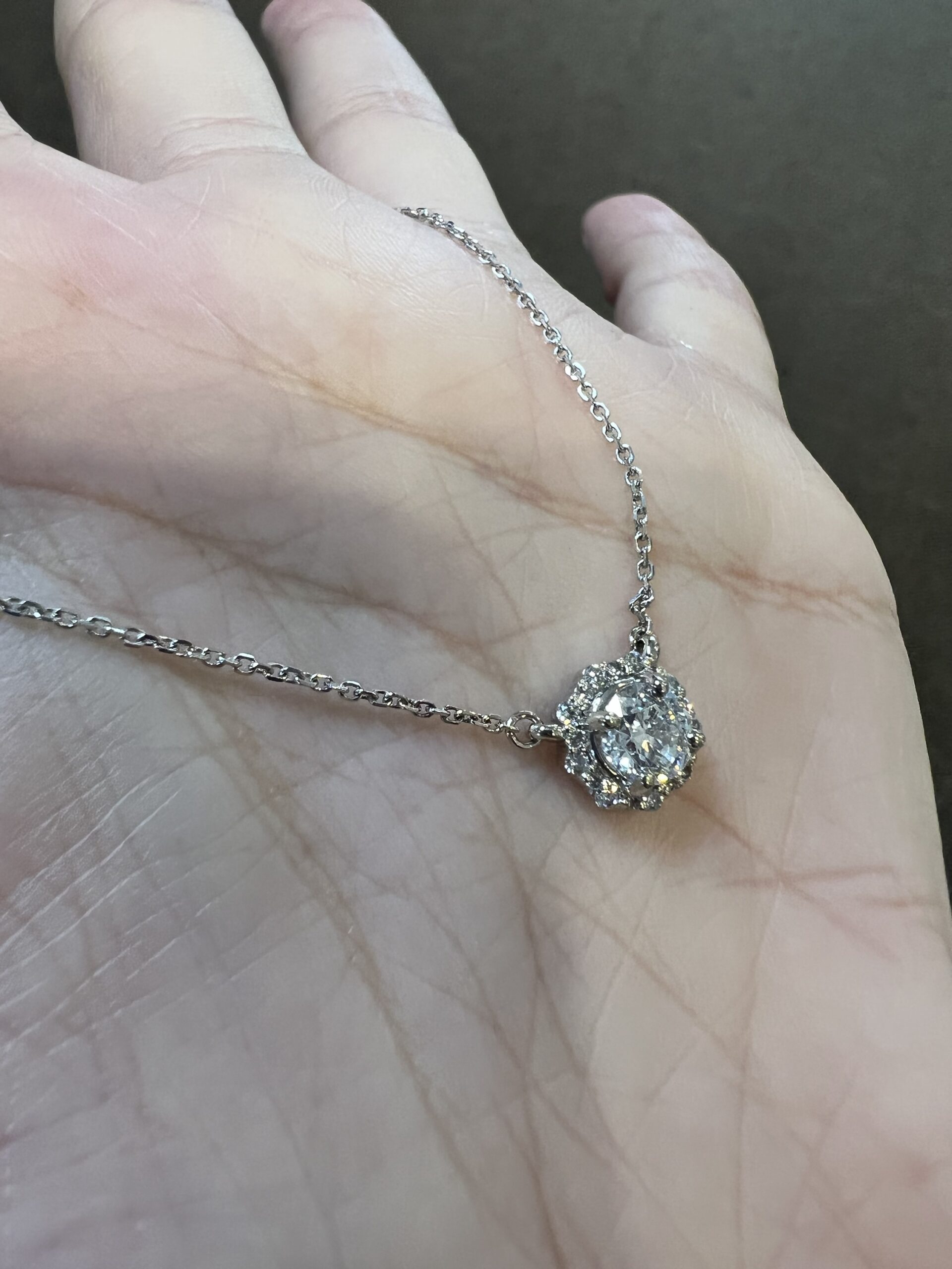 14k White Gold Genuine .71 Cttw Round Brilliant Cut Diamond Halo Fixed Pendant - Image 8