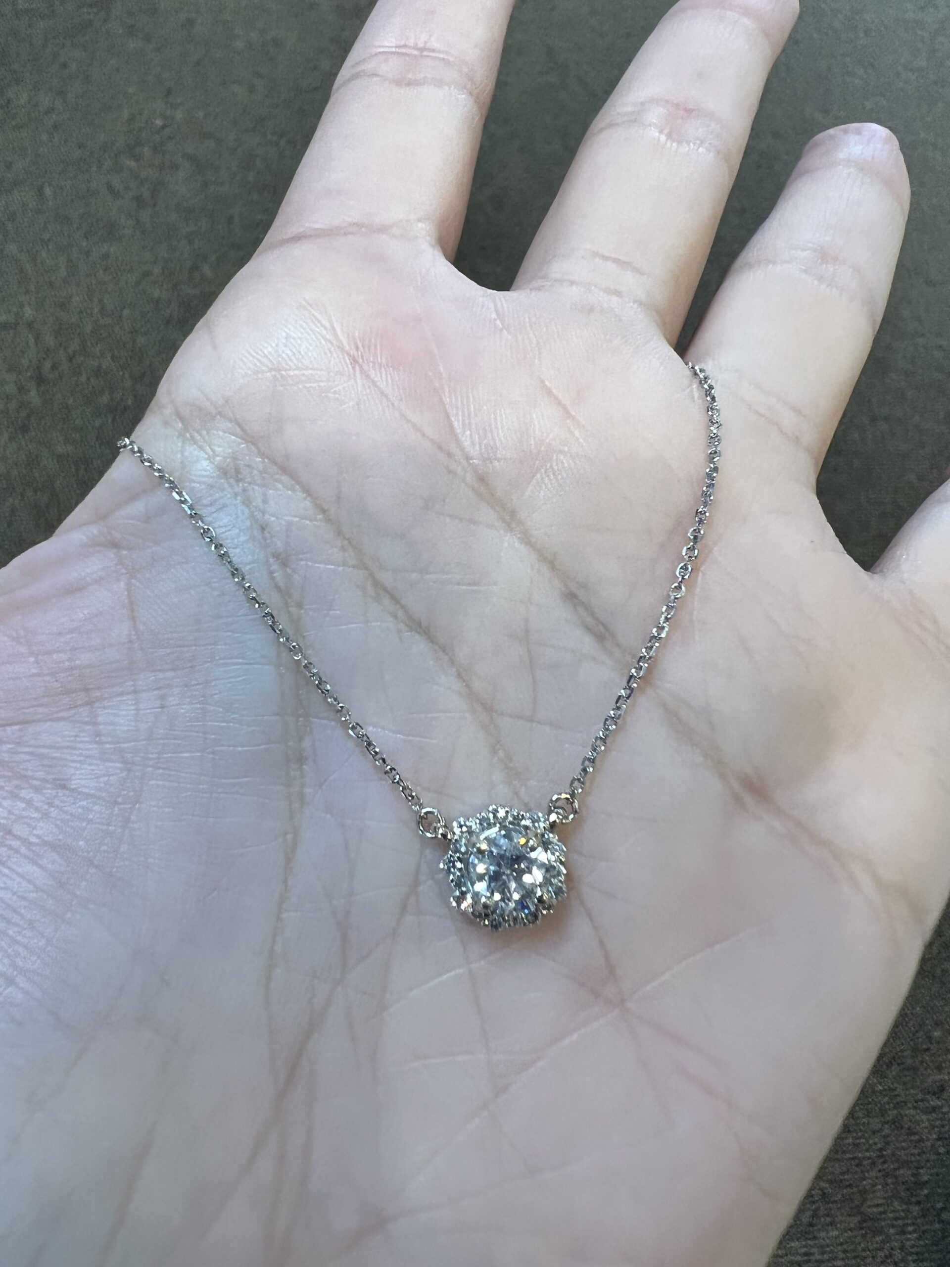 14k White Gold Genuine .71 Cttw Round Brilliant Cut Diamond Halo Fixed Pendant - Image 3