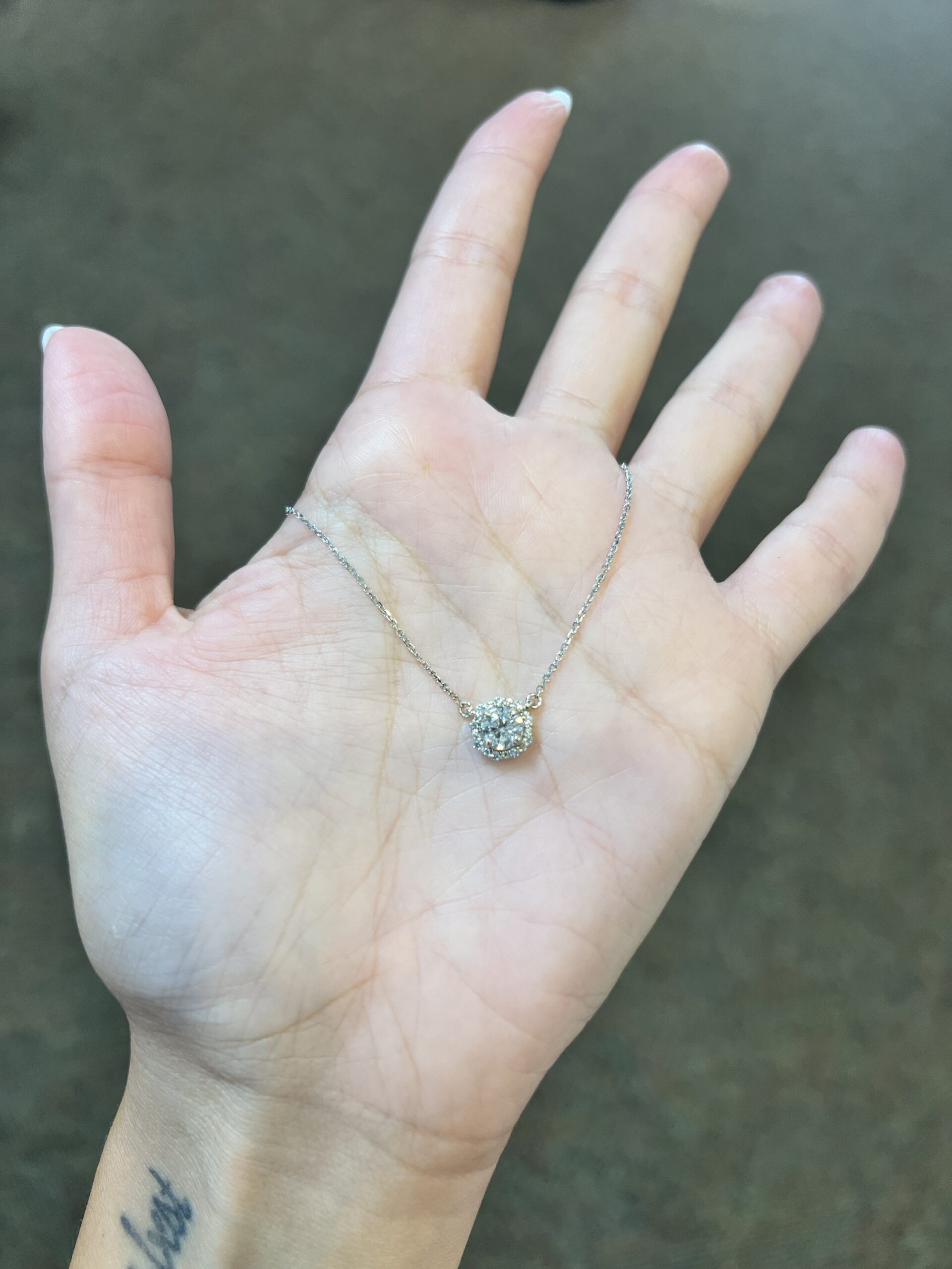 14k White Gold Genuine .71 Cttw Round Brilliant Cut Diamond Halo Fixed Pendant - Image 11